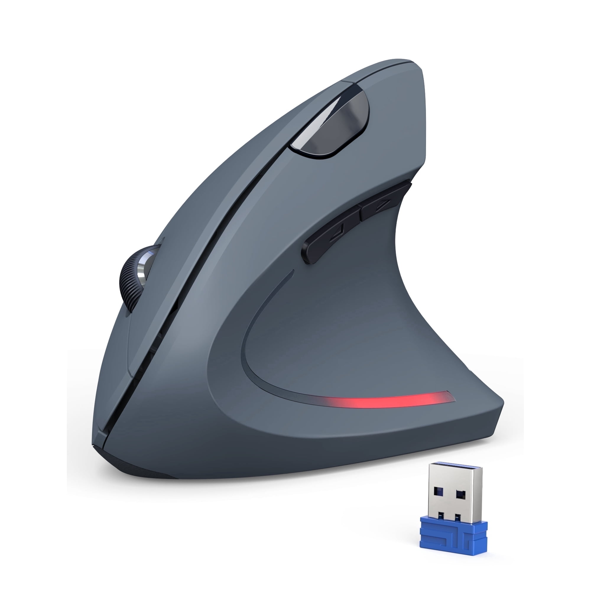 TECKNET Ergonomic Mouse, 4800 DPI Silent Mouse 5 Adjustable DPI, Wireless Mouse 2.4G Vertical Mouse 6 Buttons Computer Mouse Wide Compatibility (Grey)