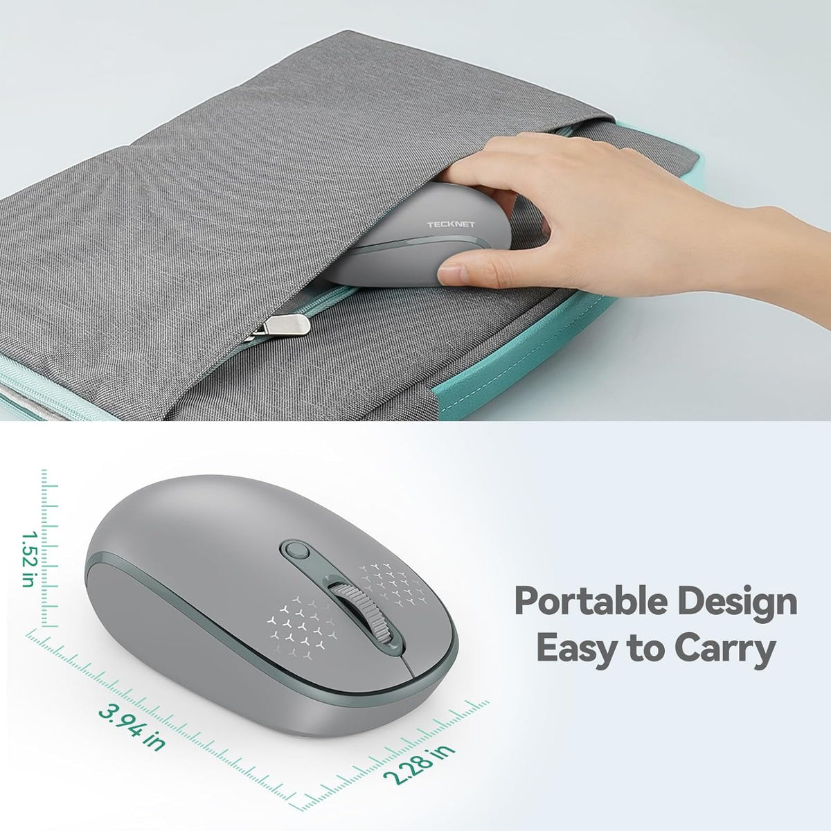 Wireless Mouse, 2.4G Quiet Computer Mouse with USB Receiver, 4 Buttons Portable Cordless Mice for Chromebook, Laptop, PC, Mac, 800/1200/1600 DPI