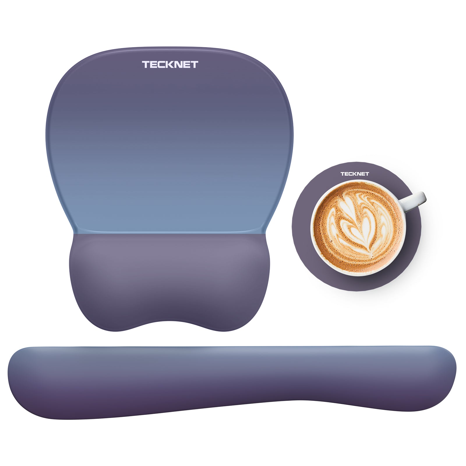 TECKNET BASICS Gel Mouse Pad with Wrist Rest, 3 in 1 Keyboard Wrist Rest for Pain Relief, Non-Slip PU Base, Ergonomic Set for Office & Home,Blue Purple Gradien