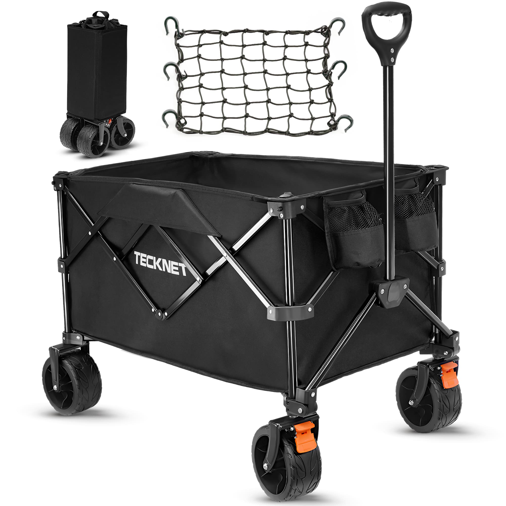 TECKNET Folding Wagon Heavy Duty All-Terrain Collapsible Camping Trolley Cart 180L