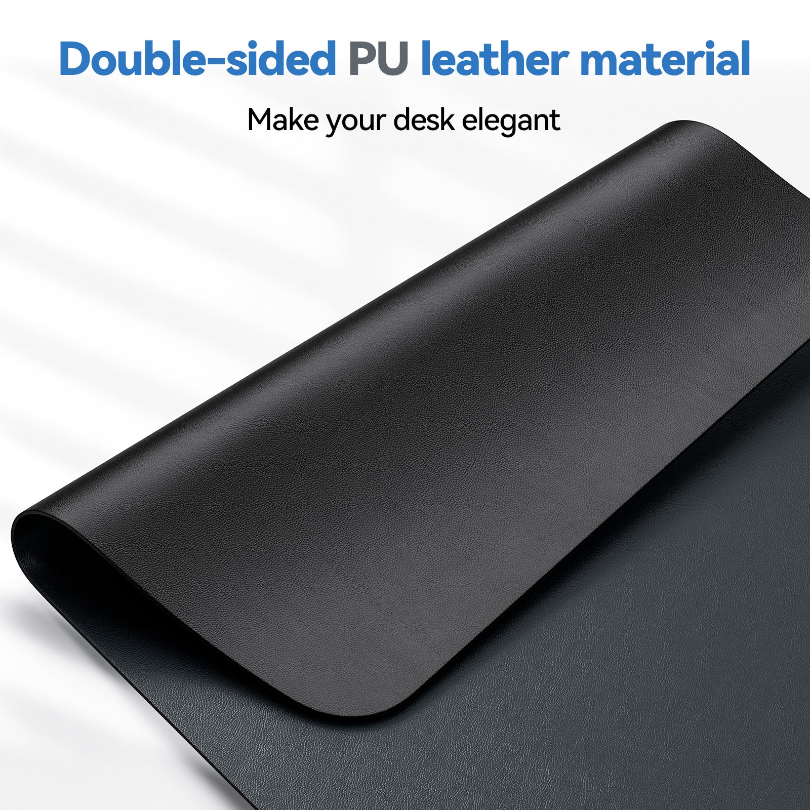 TECKNET 31.5"x15.8" Leather Desk Mat, Large Double-Sided Waterproof Blotter Pad for Office & Home - Grey
