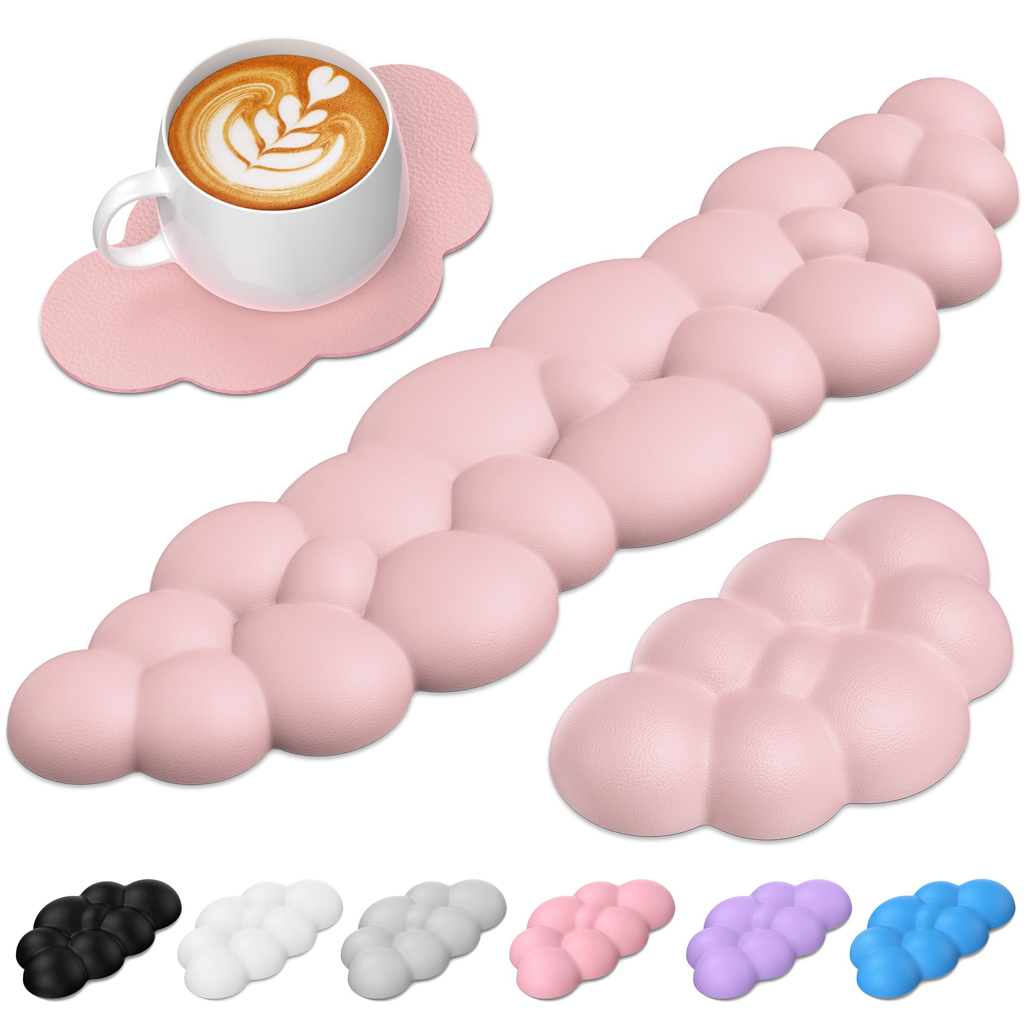 TECKNET Cloud Keyboard Wrist Rest Set, Cloud Wrist Rest with Non-Slip Base
