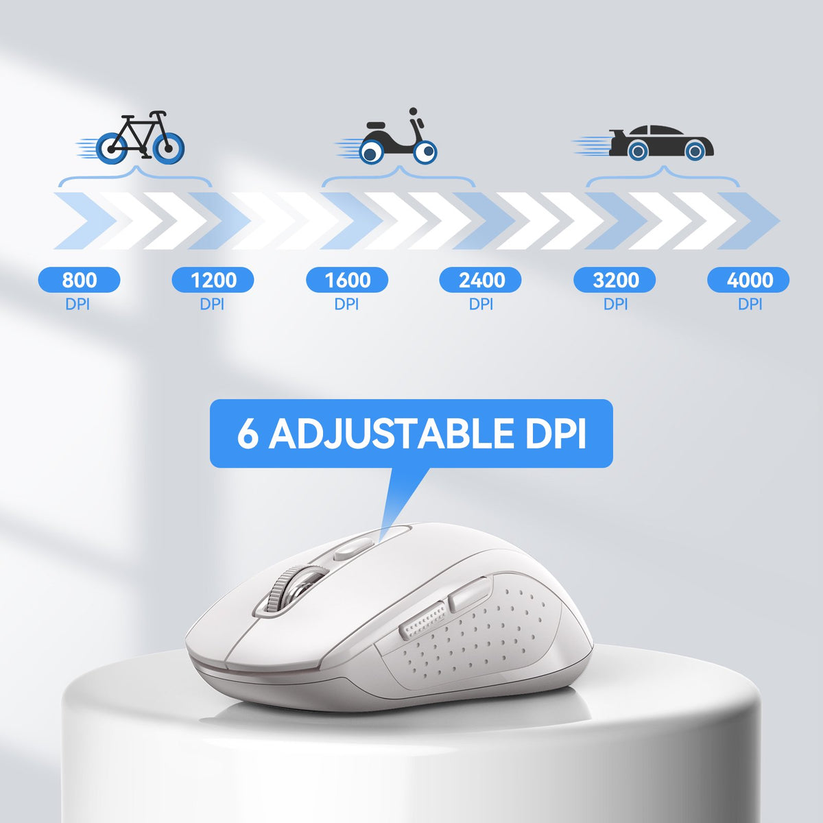 TECKNET Bluetooth Mouse, 4000DPI Wireless Mice for Laptop 2-in-1(BT 5.0/3.0+2.4Ghz) Computer Mouse with USB Receiver for Mac (USB-A+Bluetooth, White)