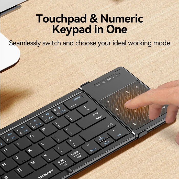 TECKNET Foldable Bluetooth Keyboard, Touchpad & Numpad,TK-KB035