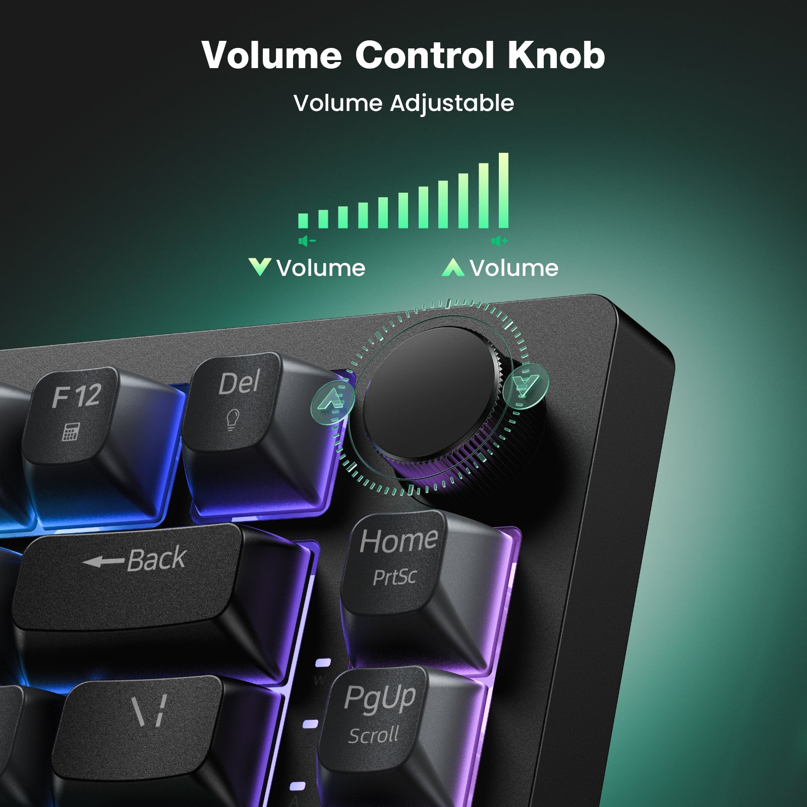 TECKNET RGB Gaming Keyboard,Compact 83 Keys Wired Keyboard with Volumn Knob