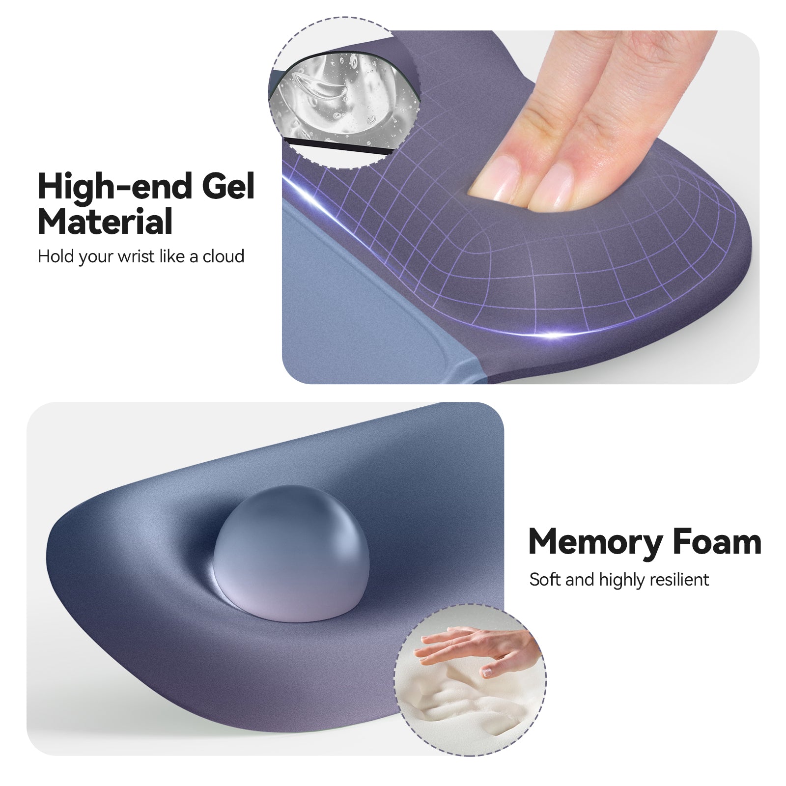 TECKNET BASICS Gel Mouse Pad with Wrist Rest, 3 in 1 Keyboard Wrist Rest for Pain Relief, Non-Slip PU Base, Ergonomic Set for Office & Home,Blue Purple Gradien