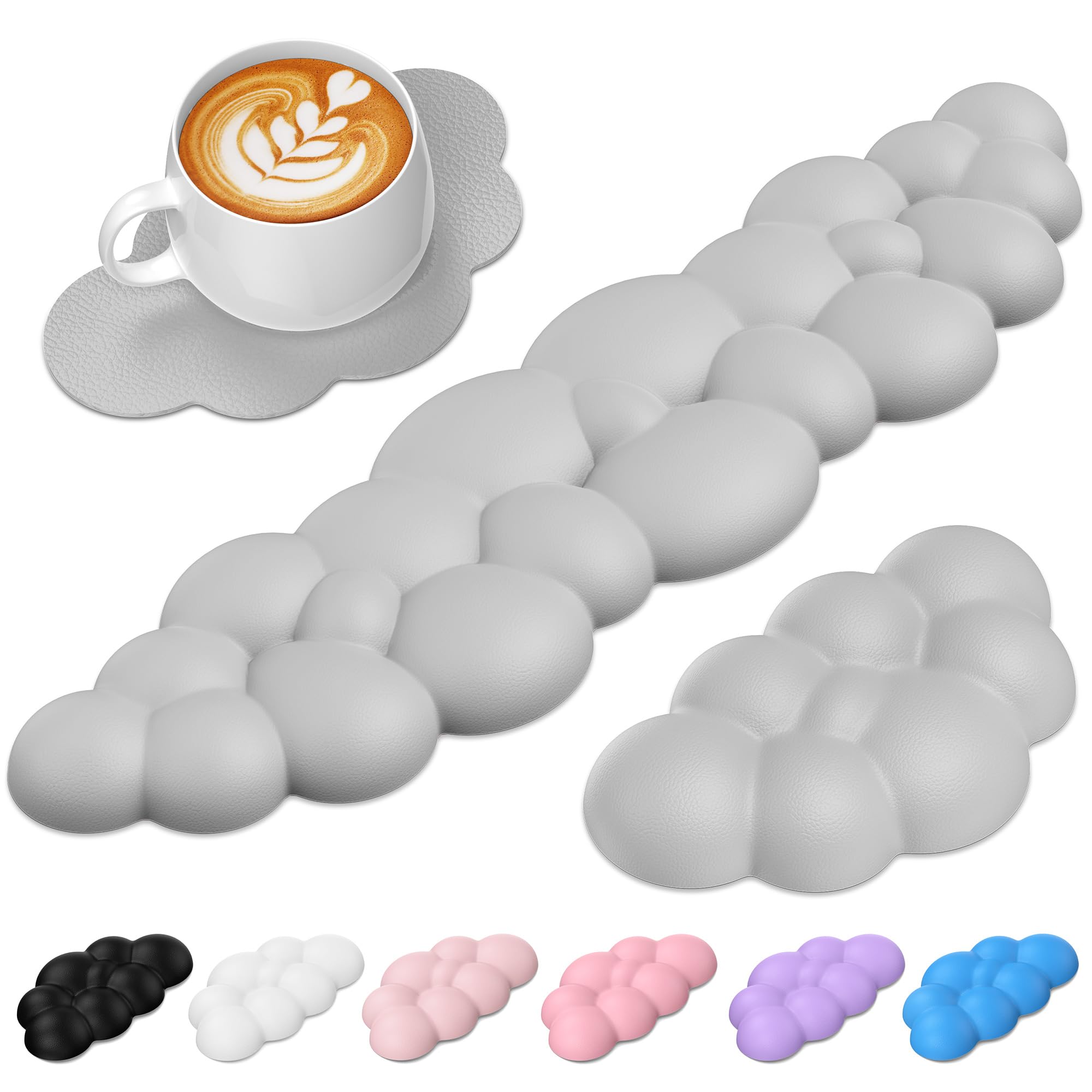 TECKNET Cloud Keyboard Wrist Rest Set, Cloud Wrist Rest with Non-Slip Base