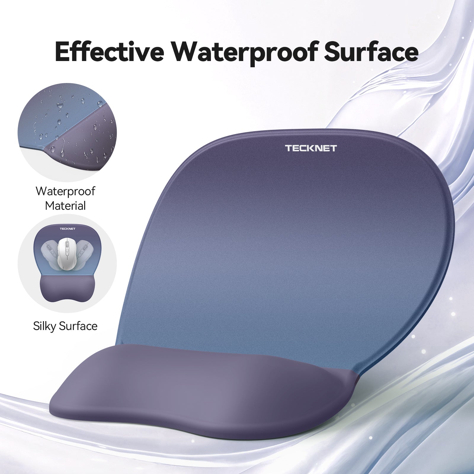 TECKNET BASICS Gel Mouse Pad with Wrist Rest, 3 in 1 Keyboard Wrist Rest for Pain Relief, Non-Slip PU Base, Ergonomic Set for Office & Home,Blue Purple Gradien
