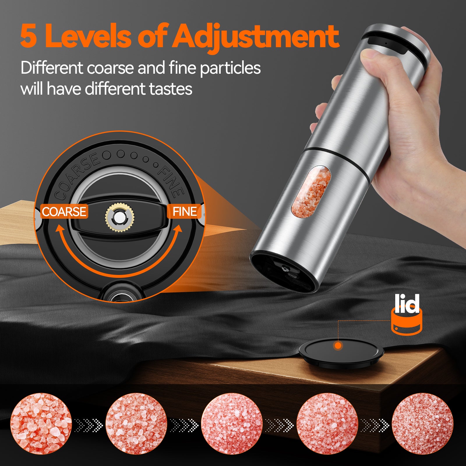 Tecknet Electric Salt and Pepper Grinder Set Rechargeable Stainless Steel