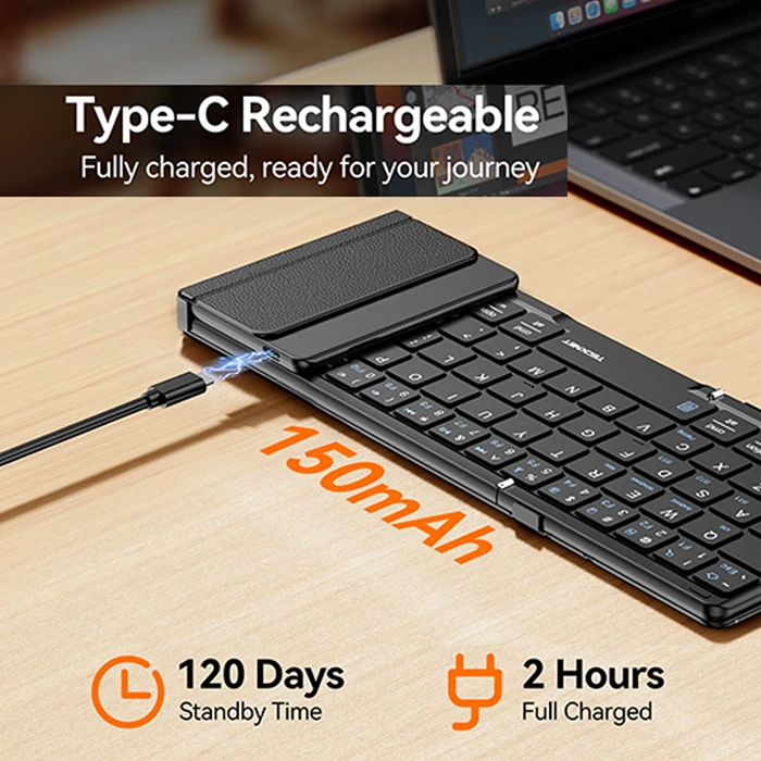 TECKNET Foldable Bluetooth Keyboard, Touchpad & Numpad,TK-KB035