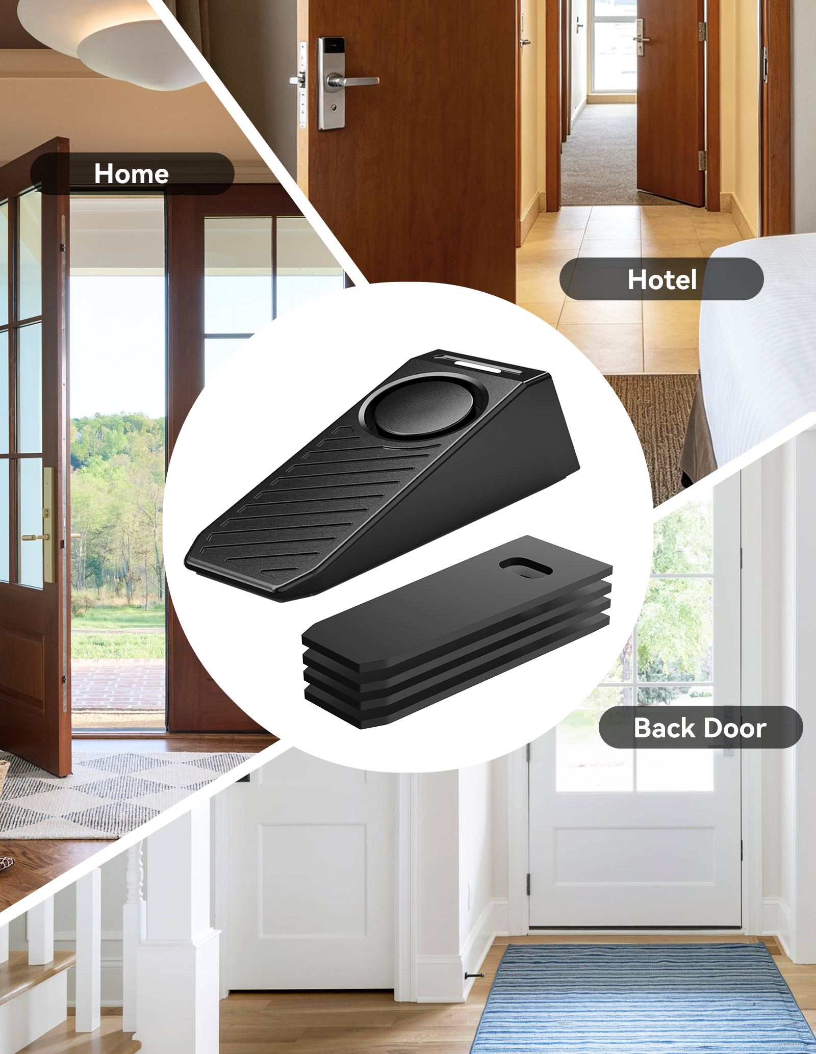 TECKNET Door Stop Alarm, Door Stopper with 130dB Security Alarm, Rechargeable Door Wedge Stop Siren with Non-Slip Silicone Base Suitable for Door Bottom, Portable Anti-Theft for Home/Hotel/Apartment Visit the TECKNET Store