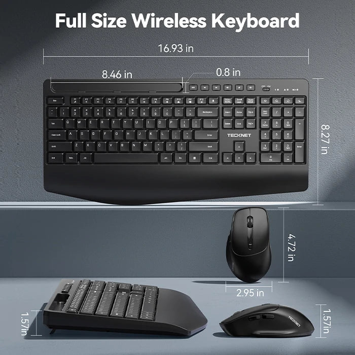 TECKNET Full-Size Ergonomic Wireless Combo, TK-KM063