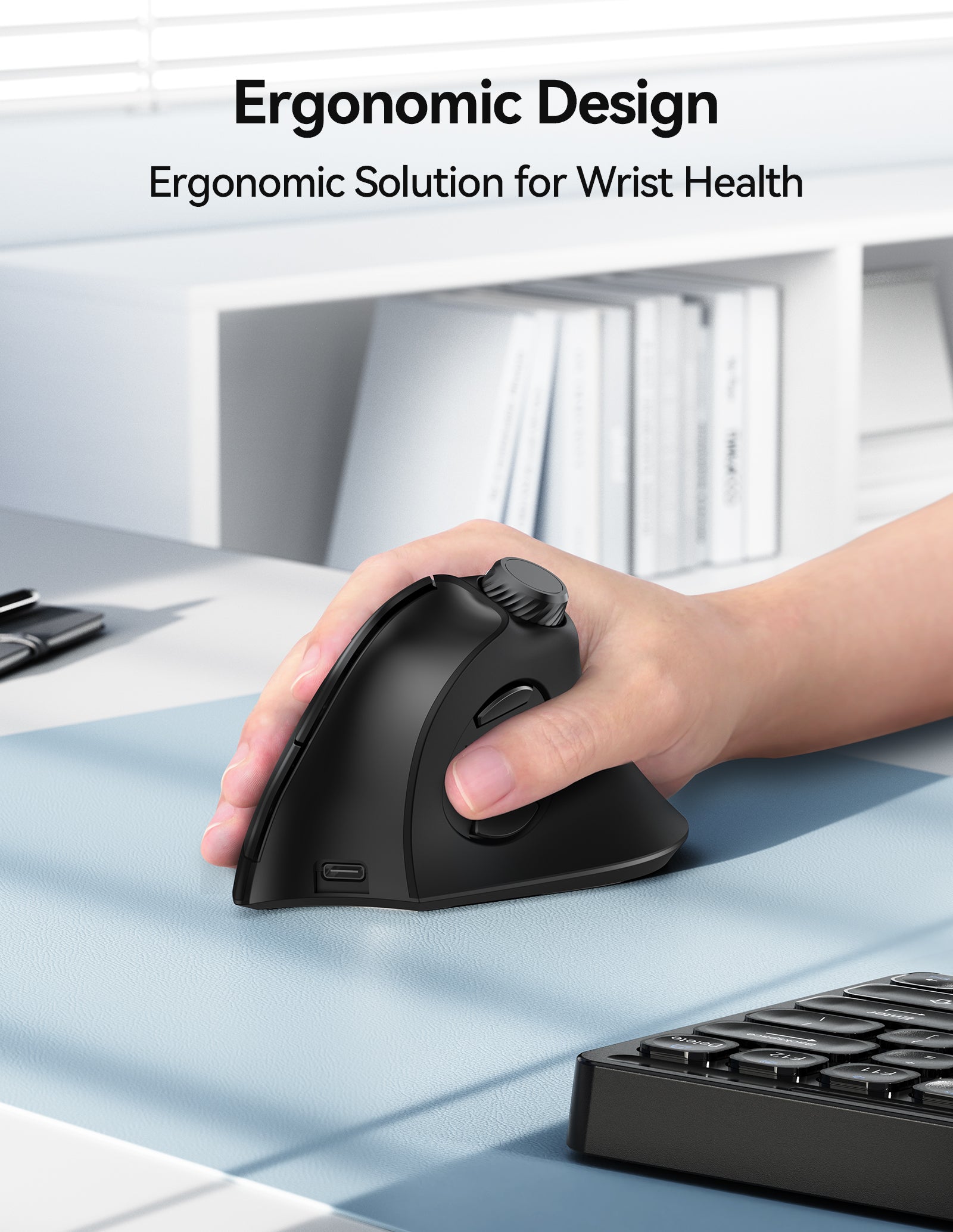 TECKNET Ergonomic Mouse, Rechargeable Wireless Bluetooth Mouse (BT 5.0/5.0+2.4G), Vertical Mouse with Volume Knob, Quiet Clicks, Cordless Mice 6 Adjustable DPI with USB A Receiver, Wide Compatibility