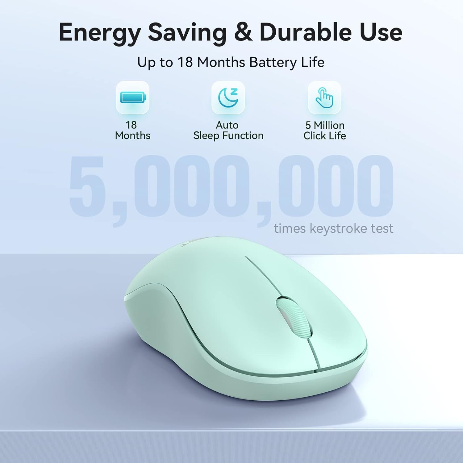 TECKNET Wireless Mouse for Laptop, 2.4G Silent Mouse Quiet Click, Small Portable Computer Mouse, 5 DPI Levels, Cordless Mice for PC, Chromebook, Mac
