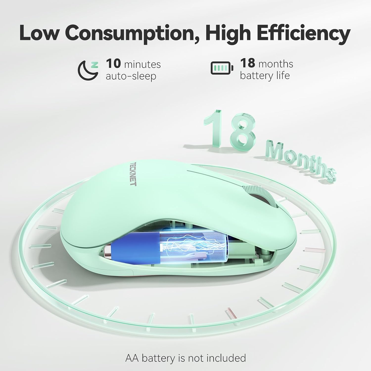 TECKNET Wireless Mouse for Laptop, 2.4G Silent Mouse Quiet Click, Small Portable Computer Mouse, 5 DPI Levels, Cordless Mice for PC, Chromebook, Mac