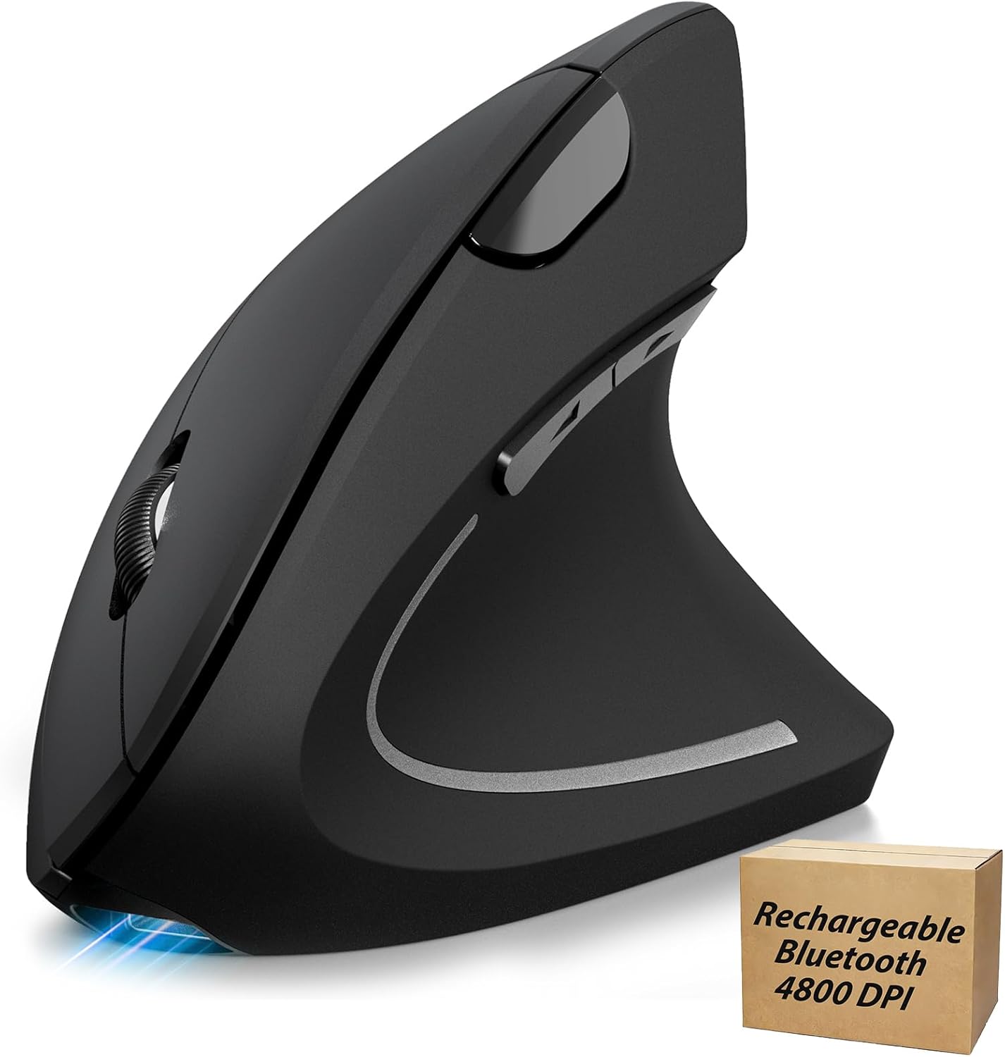 TECKNET Ergonomic Mouse, Rechargeable 2.4G+Bluetooth Vertical Mice 6 DPI Adjustable, Wireless Optical Carpal Tunnel Mouse Right Hand, Multi Device for Laptop, PC, Computer, MacBook, iPad - Black