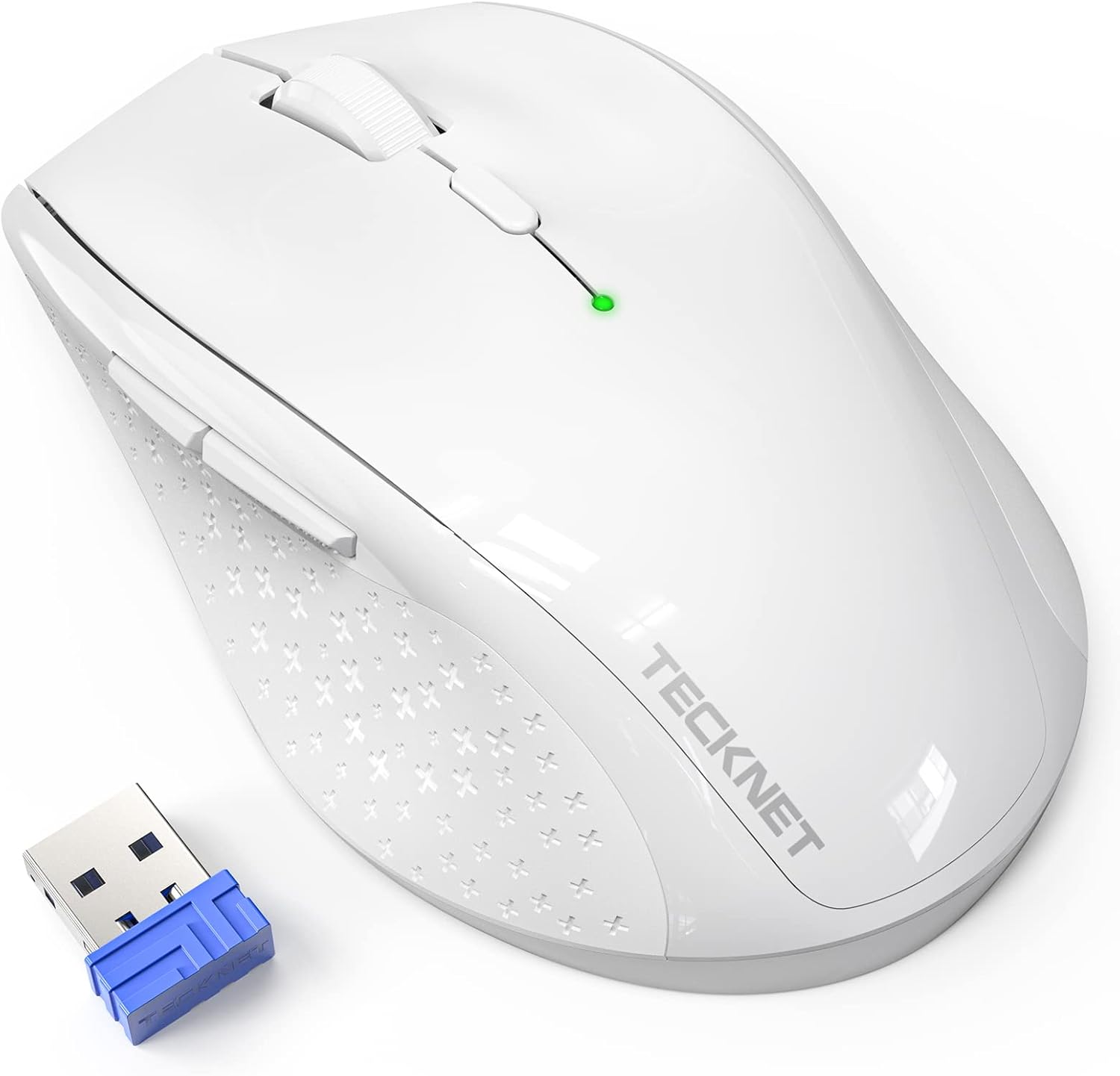 TECKNET Wireless Mouse, 2.4G USB Computer Mouse with 6-Level Adjustable 4800 DPI, Silent Quiet Click,30 Months Battery, Ergonomic Grips, 6 Buttons Portable for PC, Chromebook, Mac - White
