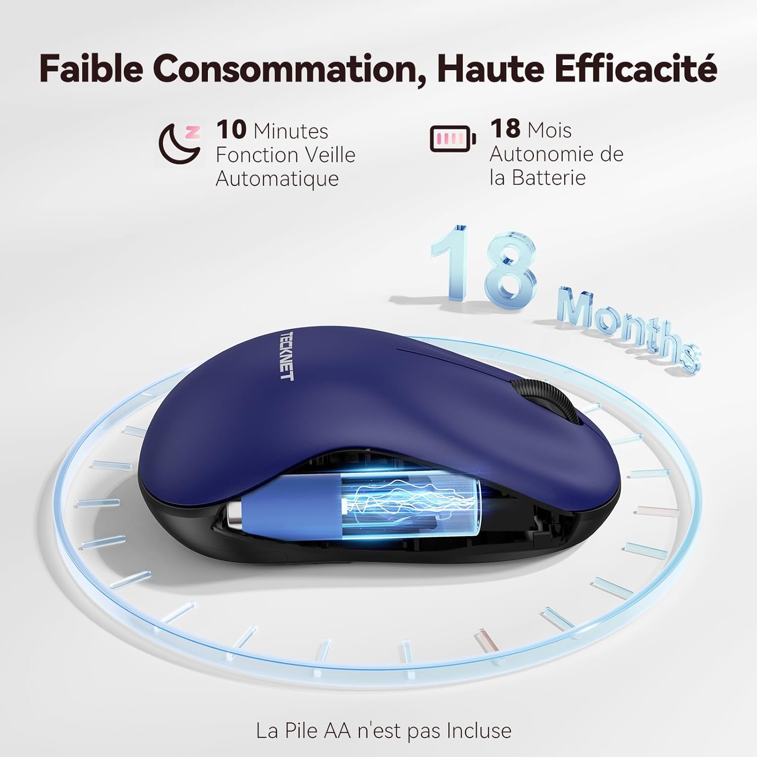 TECKNET Wireless Mouse for Laptop, 2.4G Silent Mouse Quiet Click, Small Portable Computer Mouse, 5 DPI Levels, Cordless Mice for PC, Chromebook, Mac