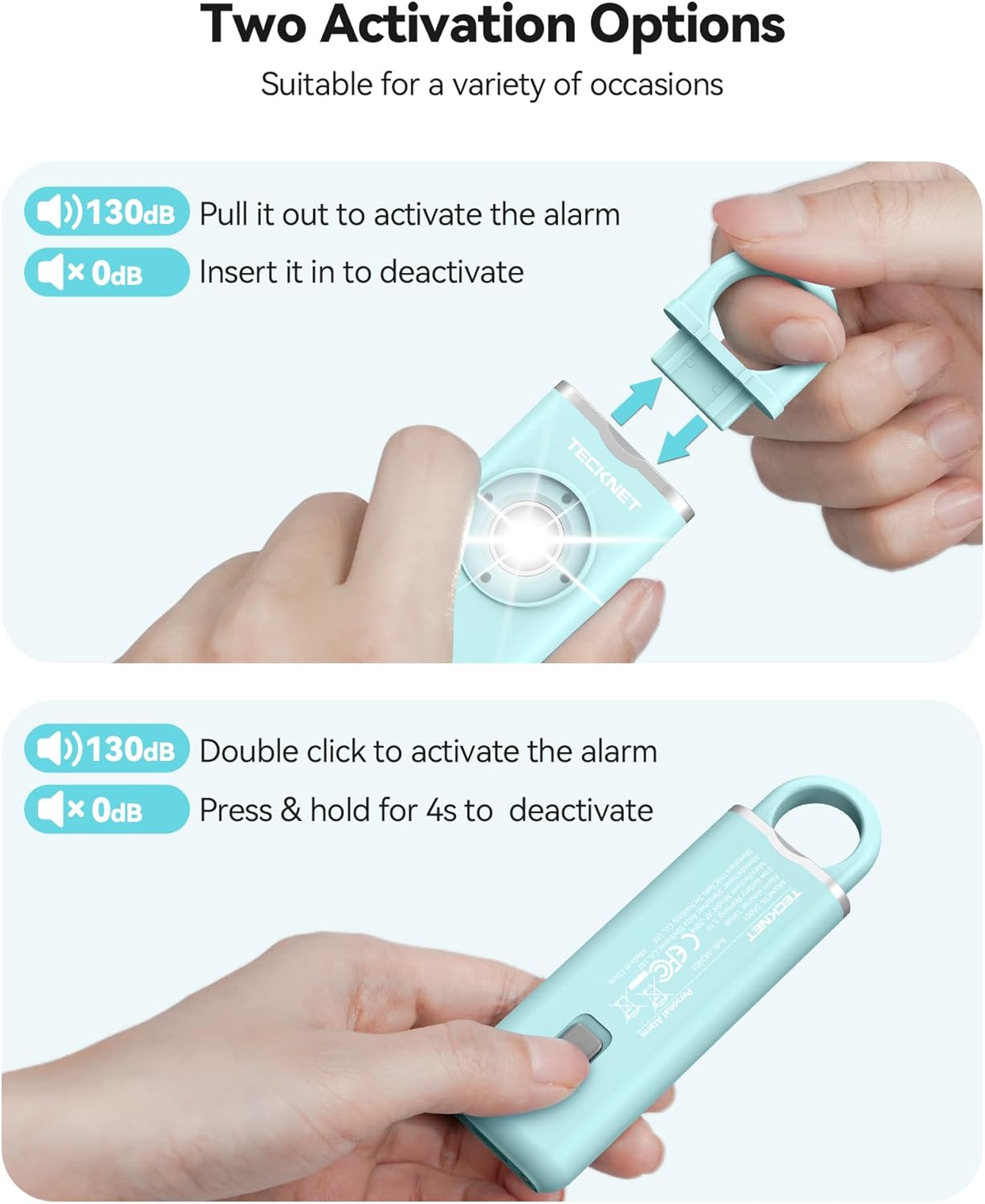 TECKNET Rechargeable Personal Safety Alarm for Women