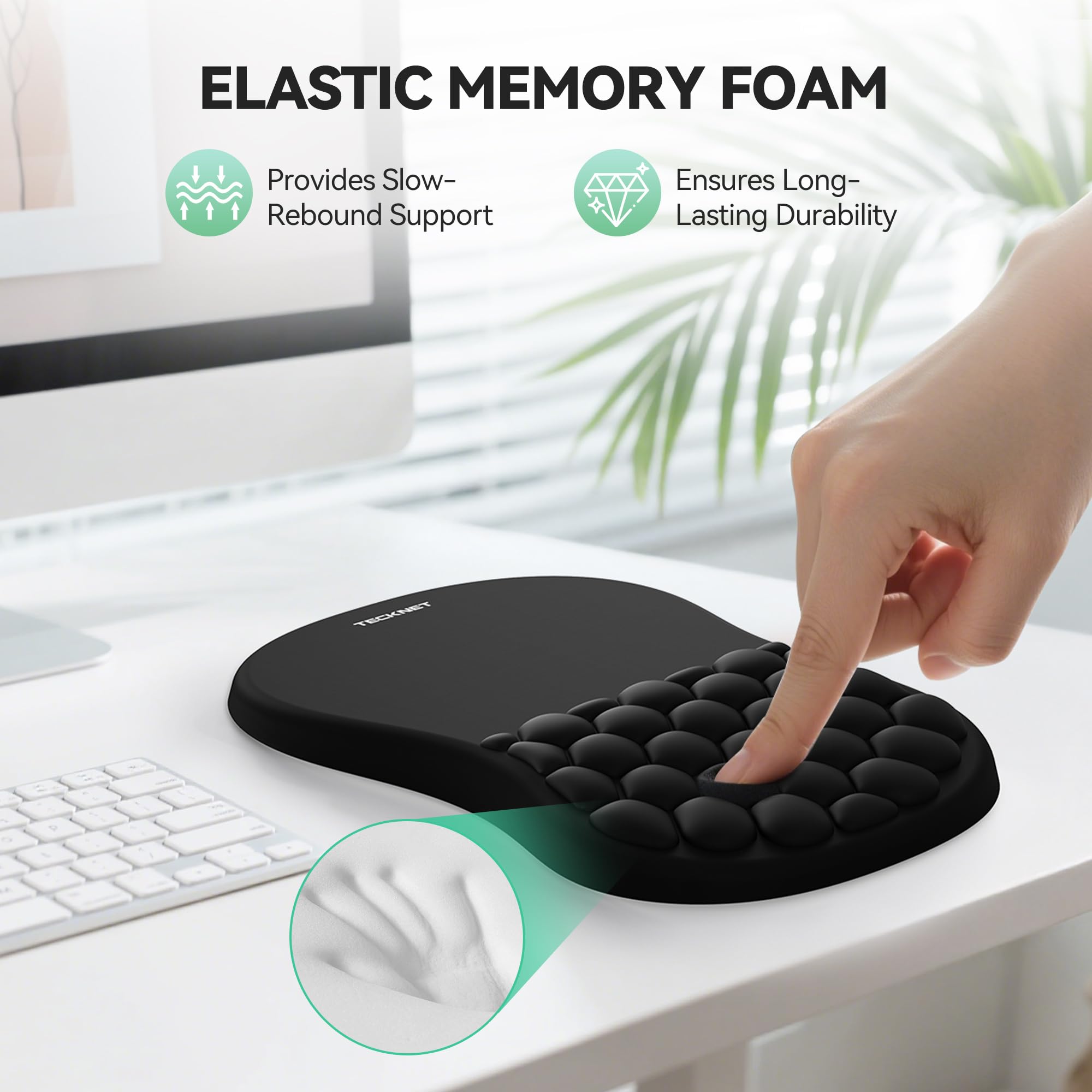 TECKNET Ergonomic Mouse Pad with Wrist Rest, Soft Mousepad with Massage Design