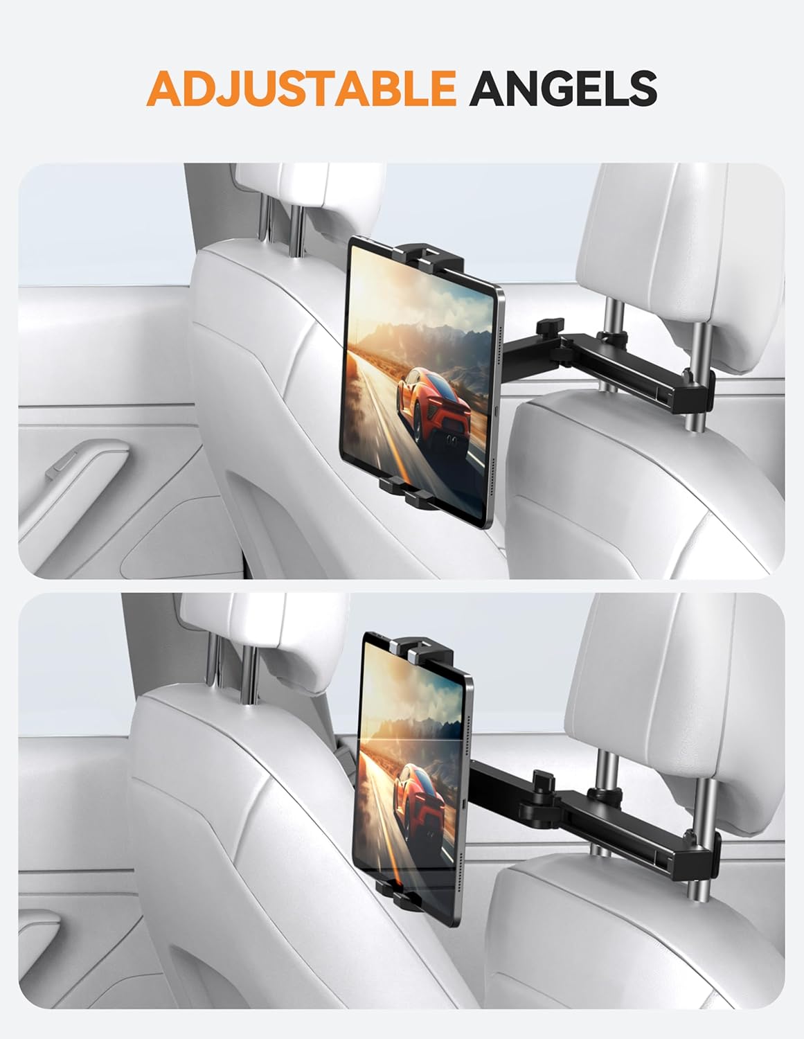 TECKNET Car Headrest Tablet Holder, 3-in-1 Arm with 360° Swivel, Back Seat Mount for 4.7-12.9" iPad/Switch/iPhone, Road Trip Essentials for Kids