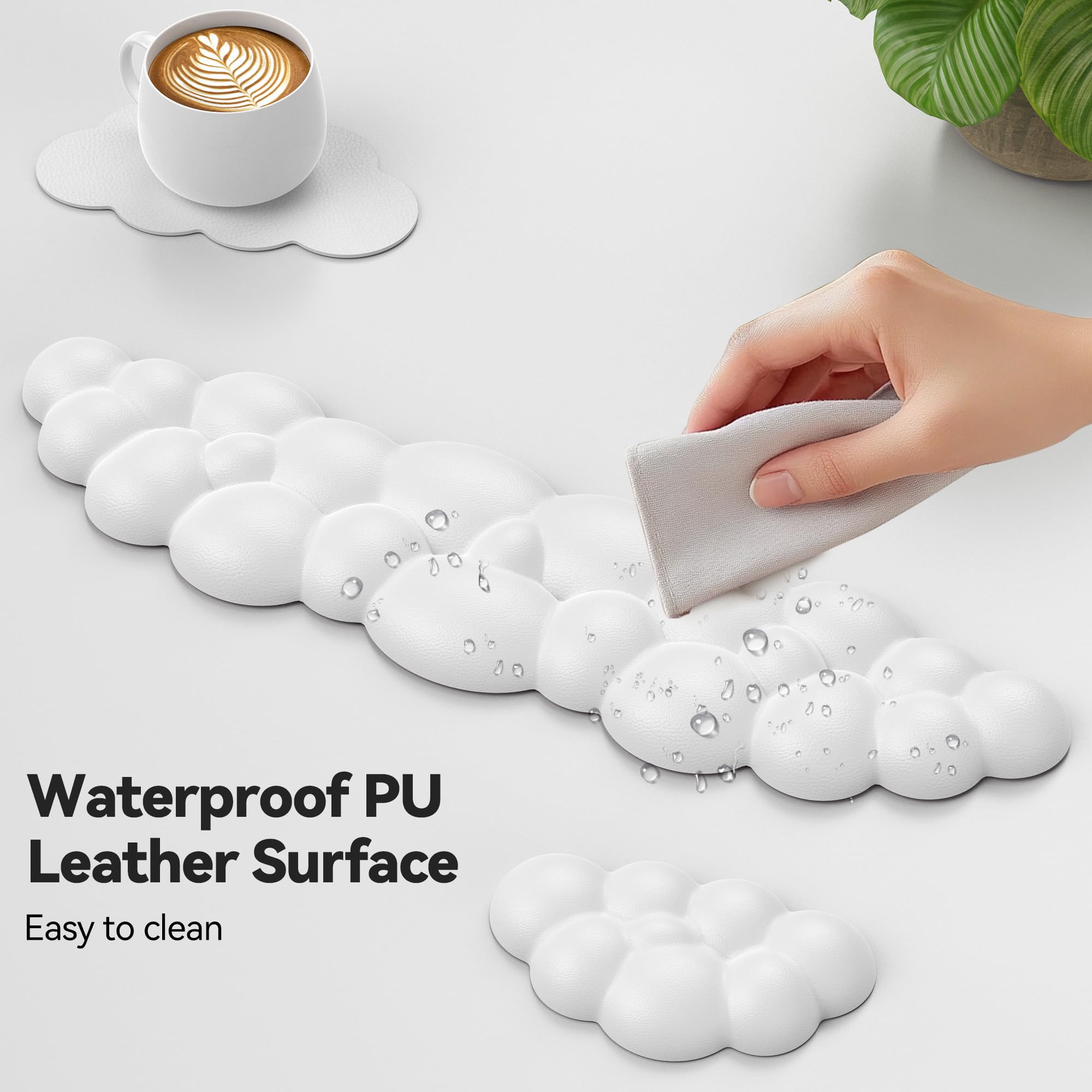 TECKNET Cloud Keyboard Wrist Rest Set, Cloud Wrist Rest with Non-Slip Base