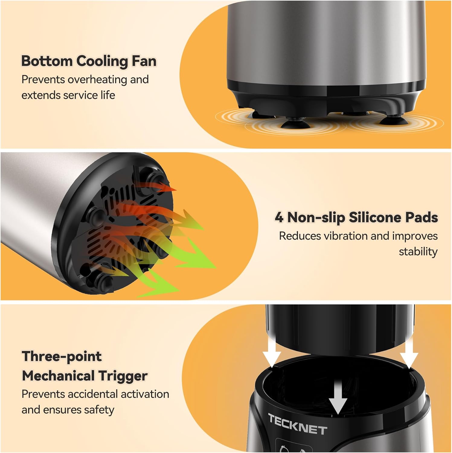 TECKNET 1000W Bullet Blender with 2 BPA-Free Cup