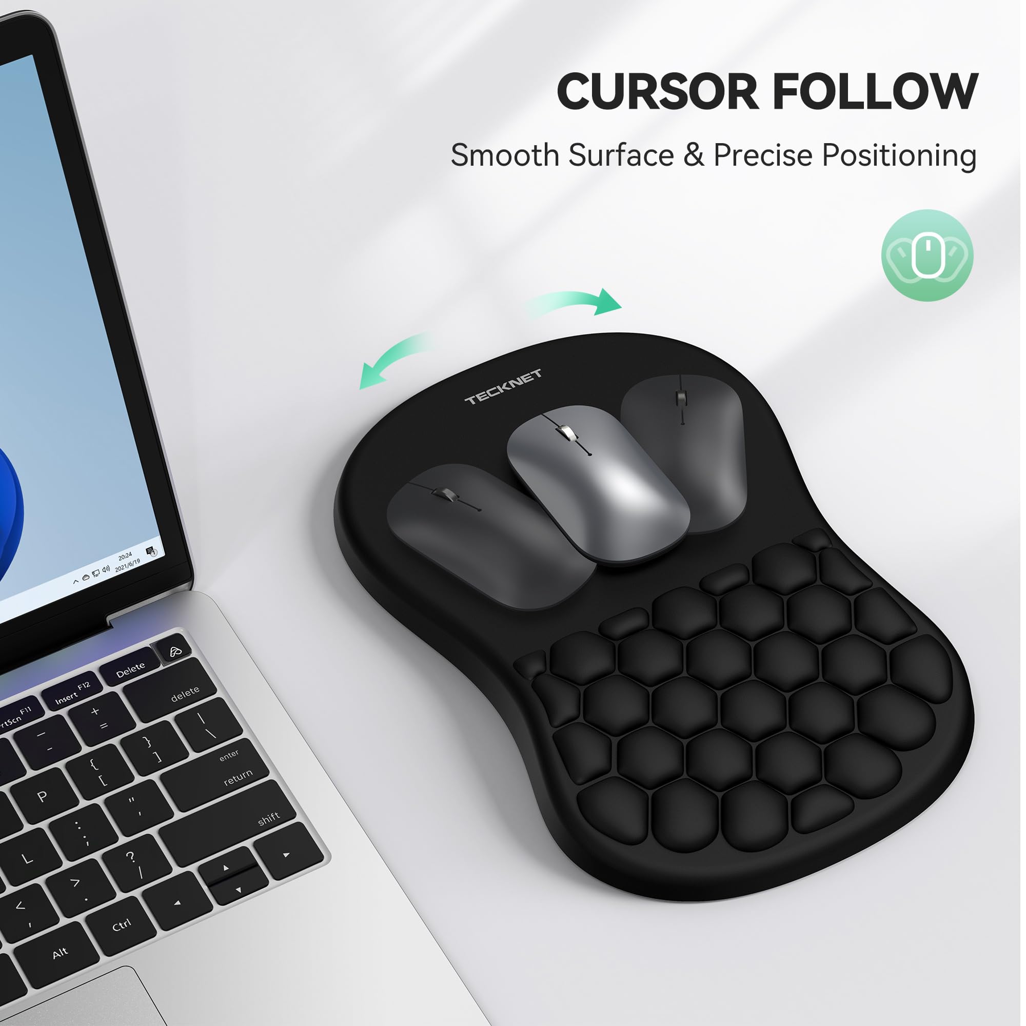 TECKNET Ergonomic Mouse Pad with Wrist Rest, Soft Mousepad with Massage Design