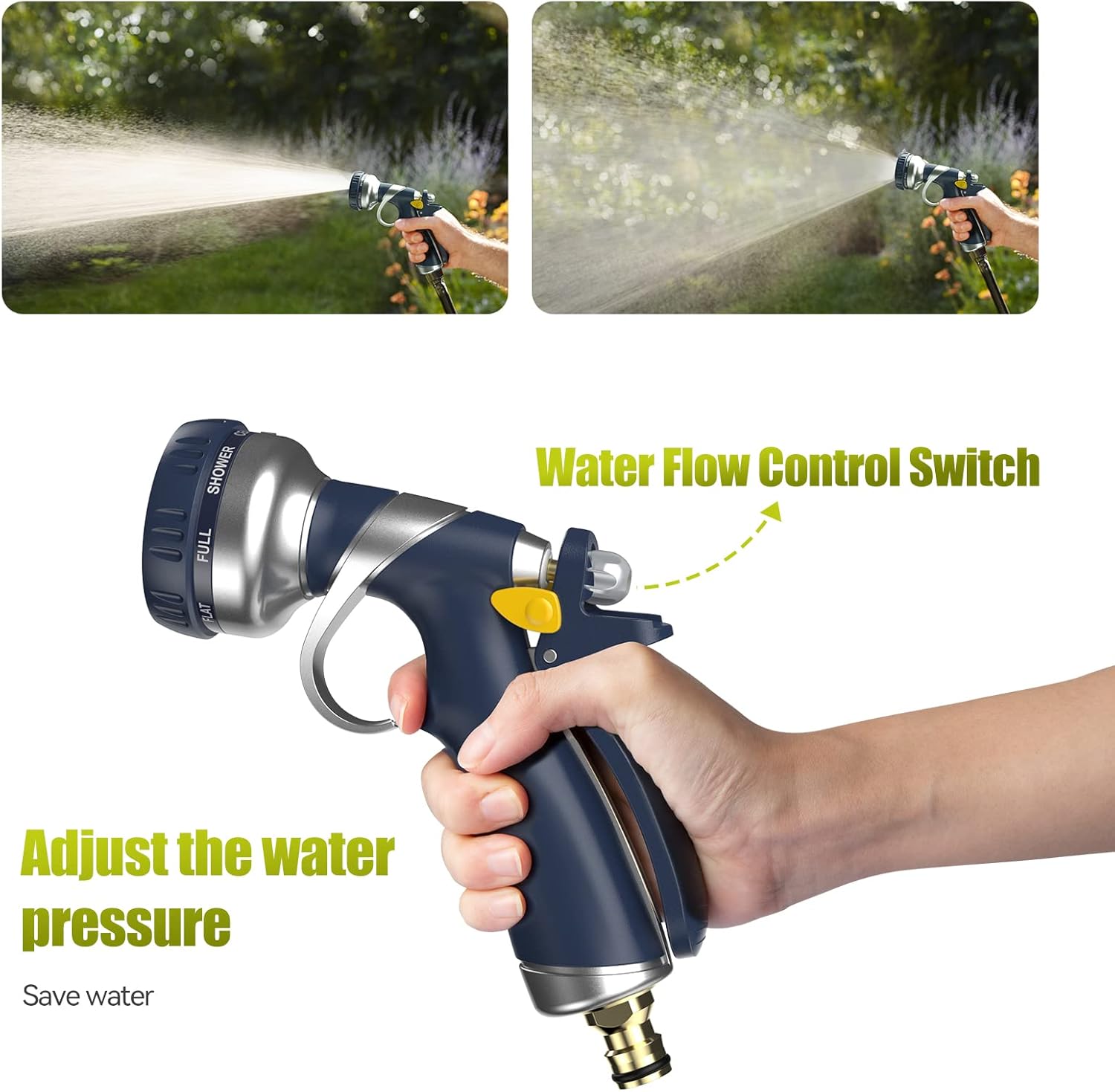 Tecknet Basics Hose Pipe Spray Gun with 8 Adjustable Patterns, 100% Heavy Duty Metal