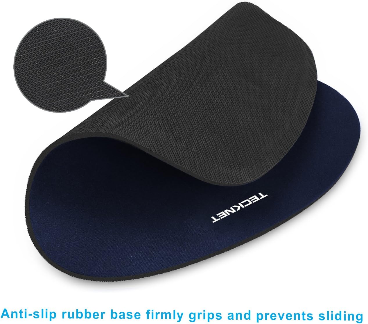 TECKNET Mouse Pad with Wrist Support, Ergonomic Gaming Mouse Pad Pain Relief, Portable Comfortable Mousepad for Computer, Laptop, Office, Home and Travel, Non-Slip Base, Waterproof Surface, Blue