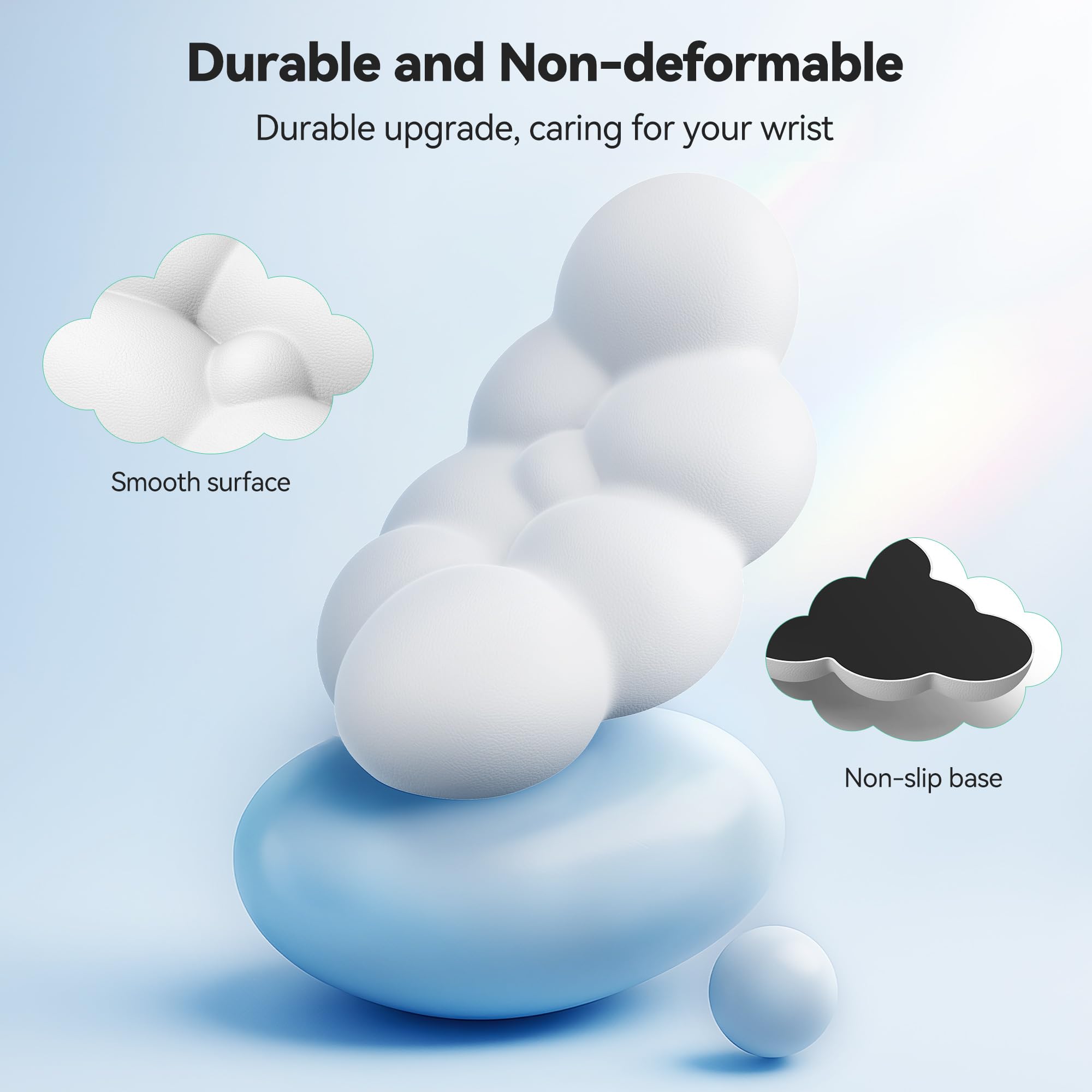 TECKNET Cloud Keyboard Wrist Rest Set, Cloud Wrist Rest with Non-Slip Base