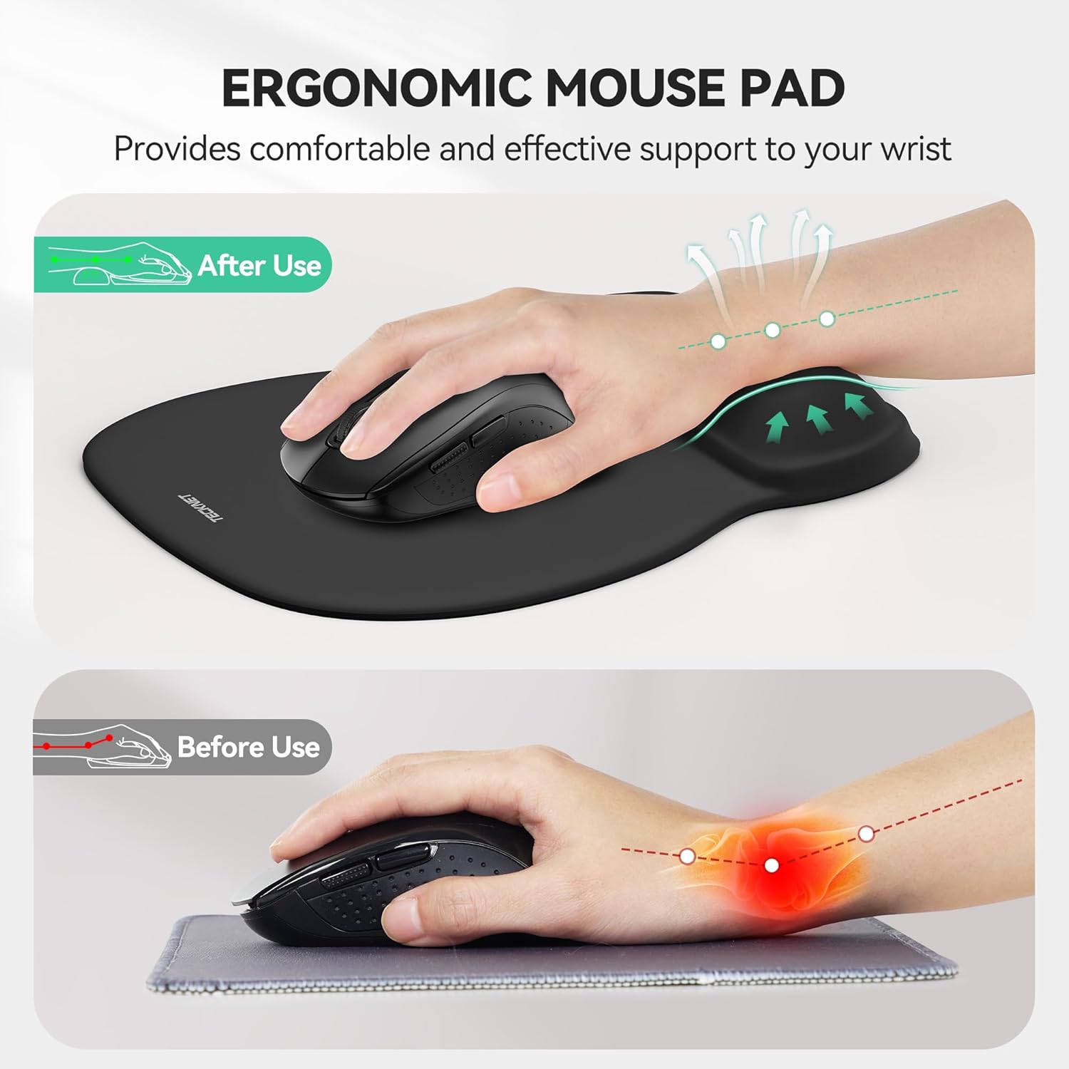 TECKNET Gel Mouse Pad with Wrist Rest