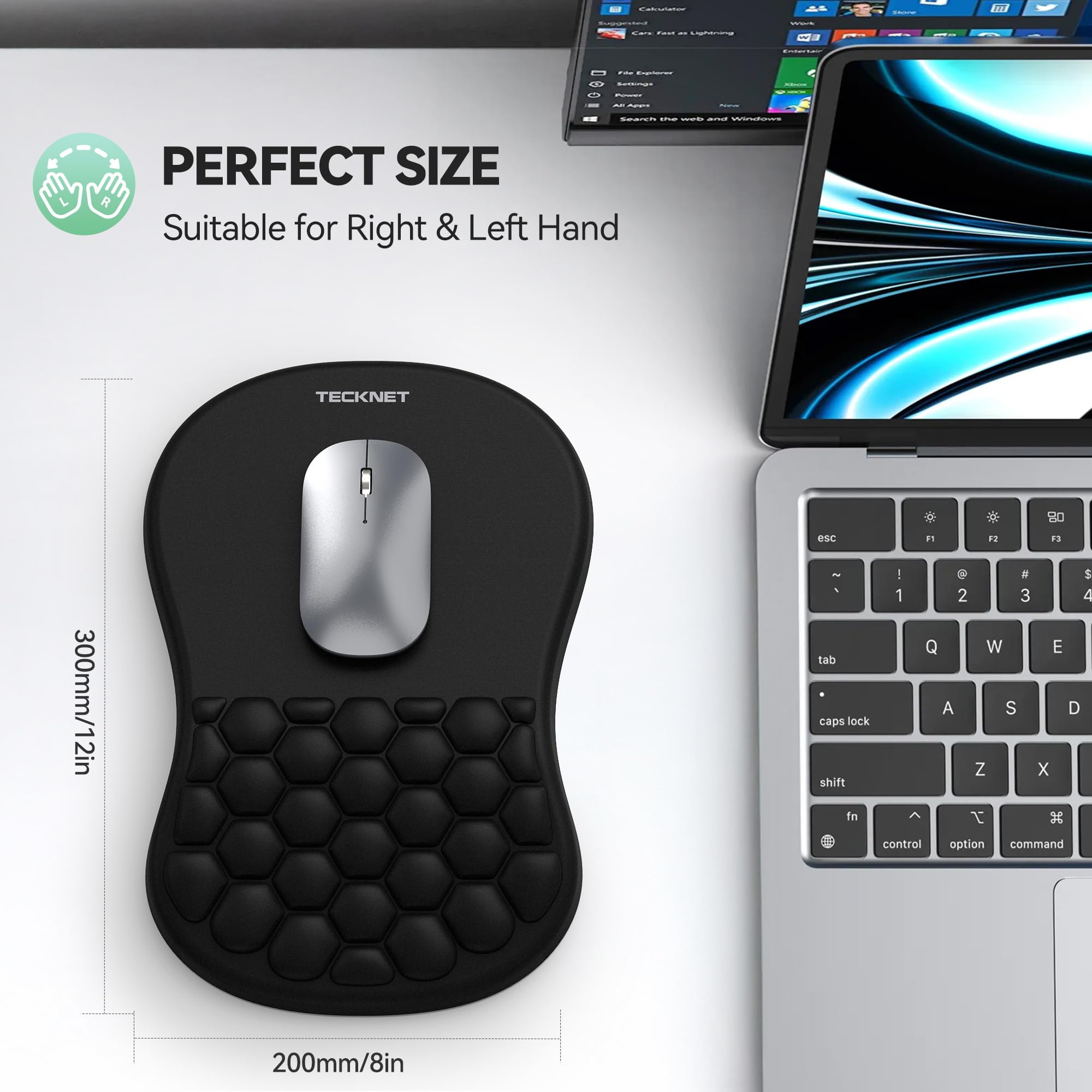 TECKNET Ergonomic Mouse Pad with Wrist Rest, Soft Mousepad with Massage Design