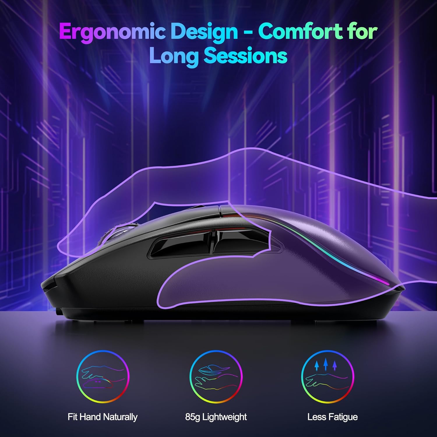 TECKNET Tri-Mode Wireless Gaming Mouse