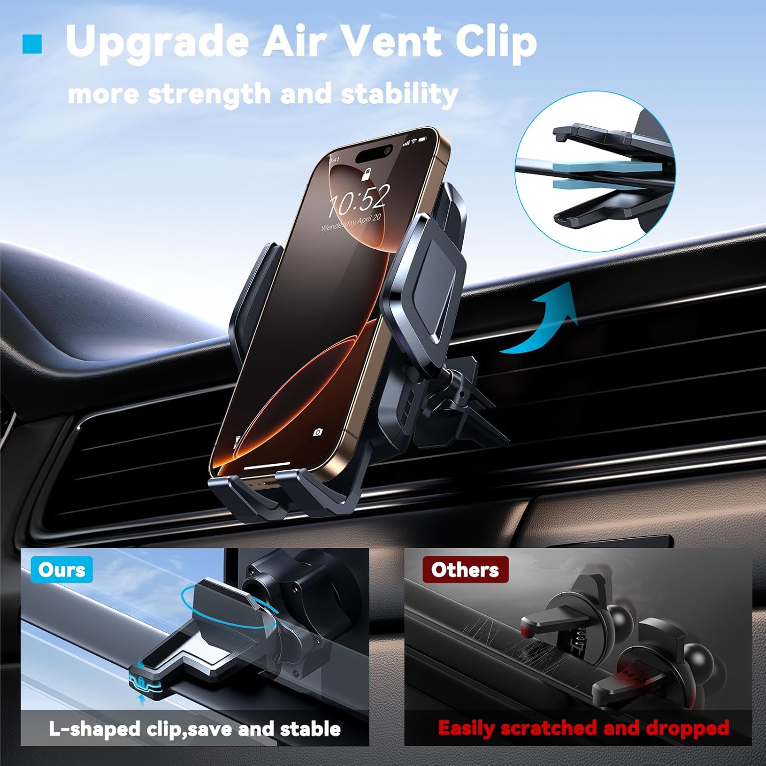 TECKNET Cup Phone Holder for Car, Adjustable Gooseneck with Air Vent & Expandable Base, Cupholder Mount for iPhone & All Cell Phones