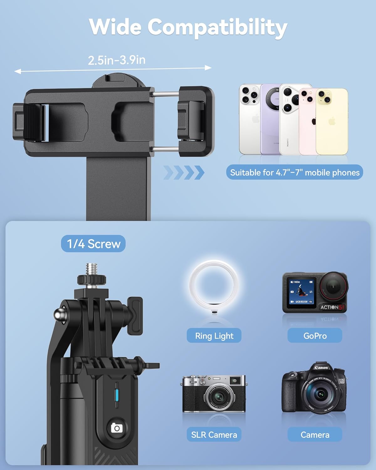 TECKNET 71" Phone Tripod & Selfie Stick