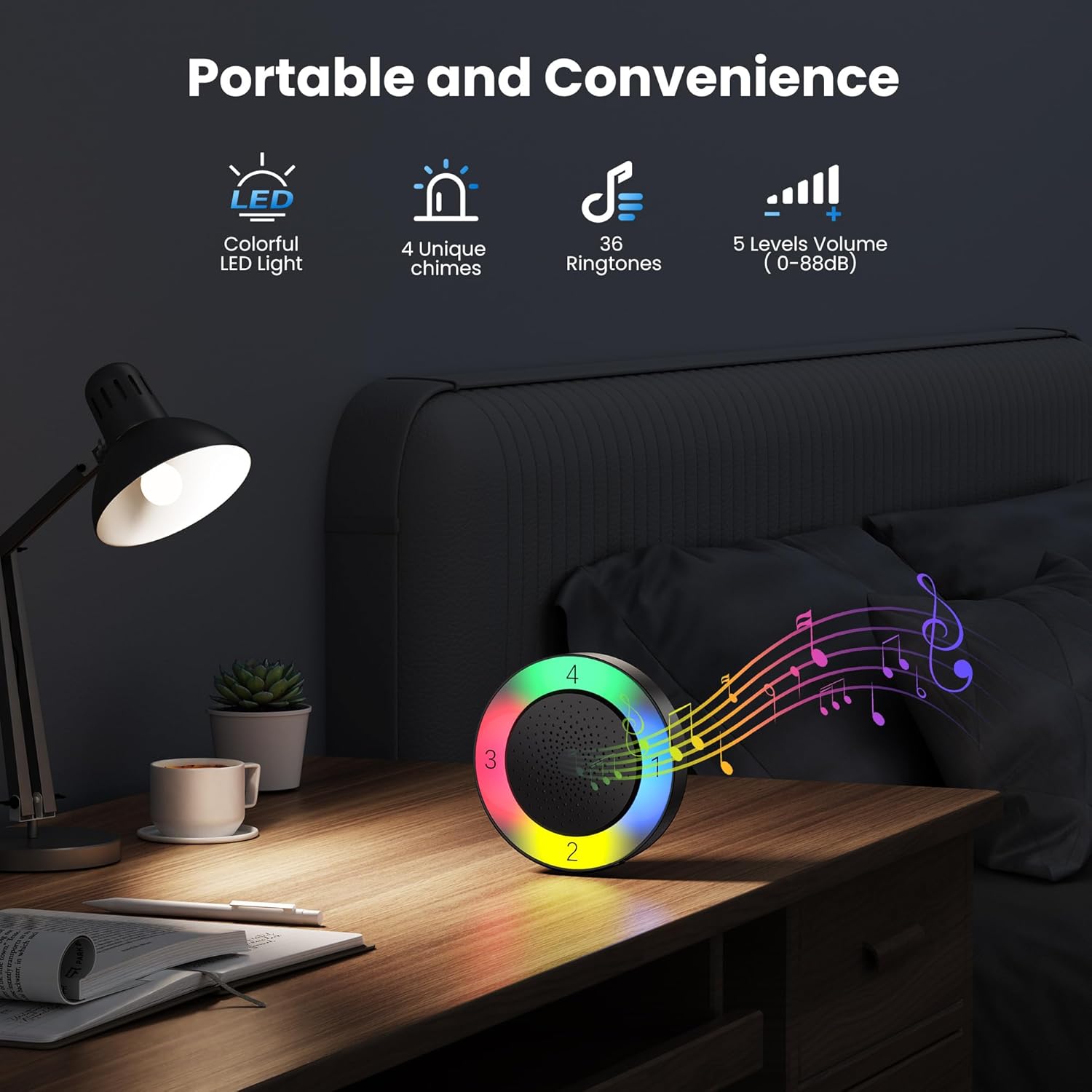 TECKNET Solar Wireless Driveway Alarm with 2600FT Long Range & 36 Melodies & 5 Volumes and Supports 4 Zones Weatherproof Motion Sensor Alarm to Protect Inside/Outside Property (1 Receiver 1 Sensor)