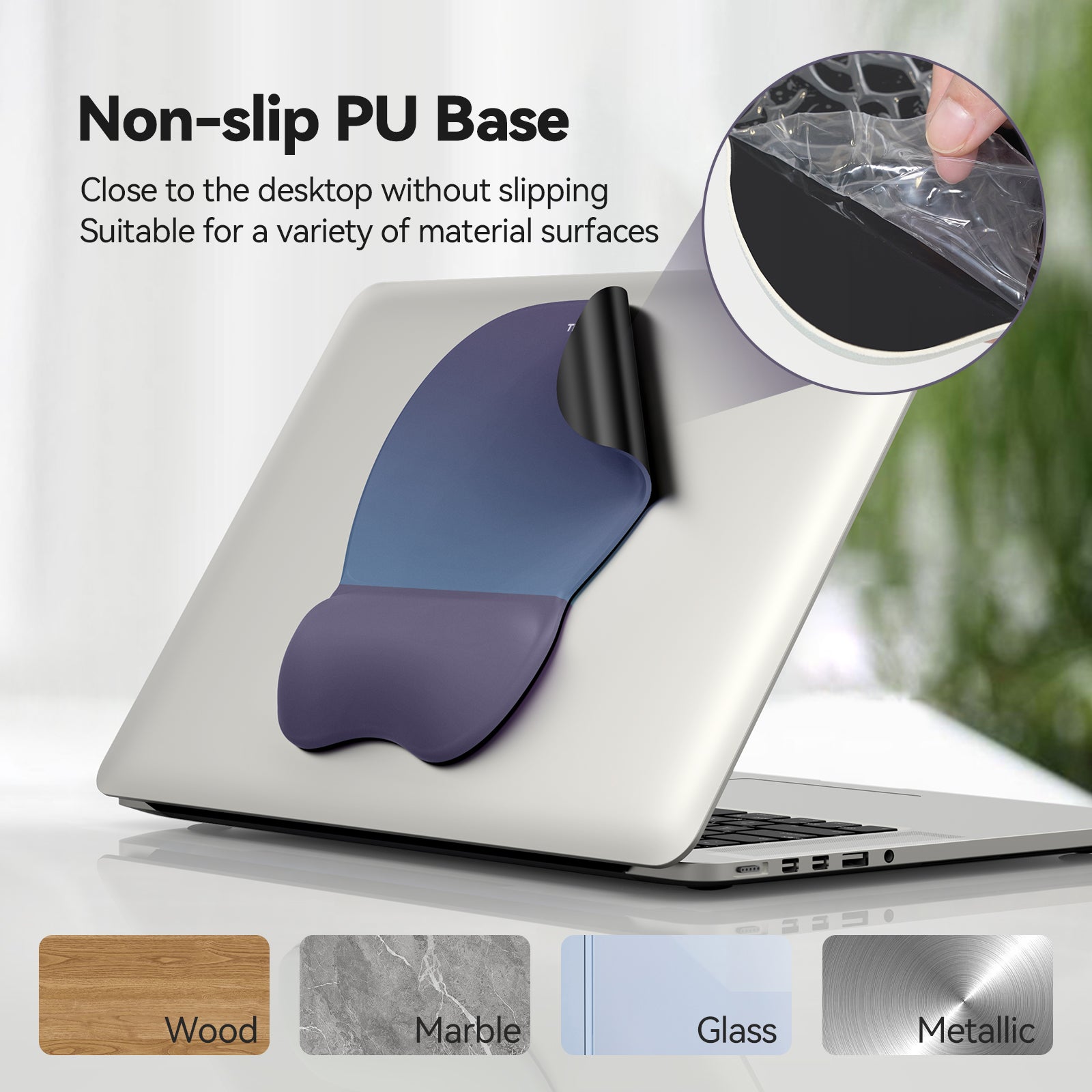 TECKNET BASICS Gel Mouse Pad with Wrist Rest, 3 in 1 Keyboard Wrist Rest for Pain Relief, Non-Slip PU Base, Ergonomic Set for Office & Home,Blue Purple Gradien
