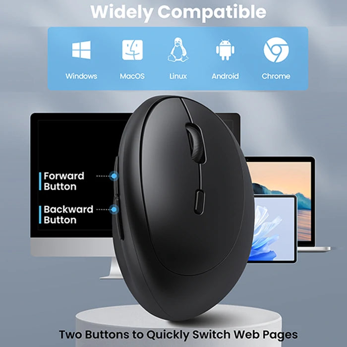 TECKNET Ergo Tri-Mode Vertical Wireless Mouse MS017
