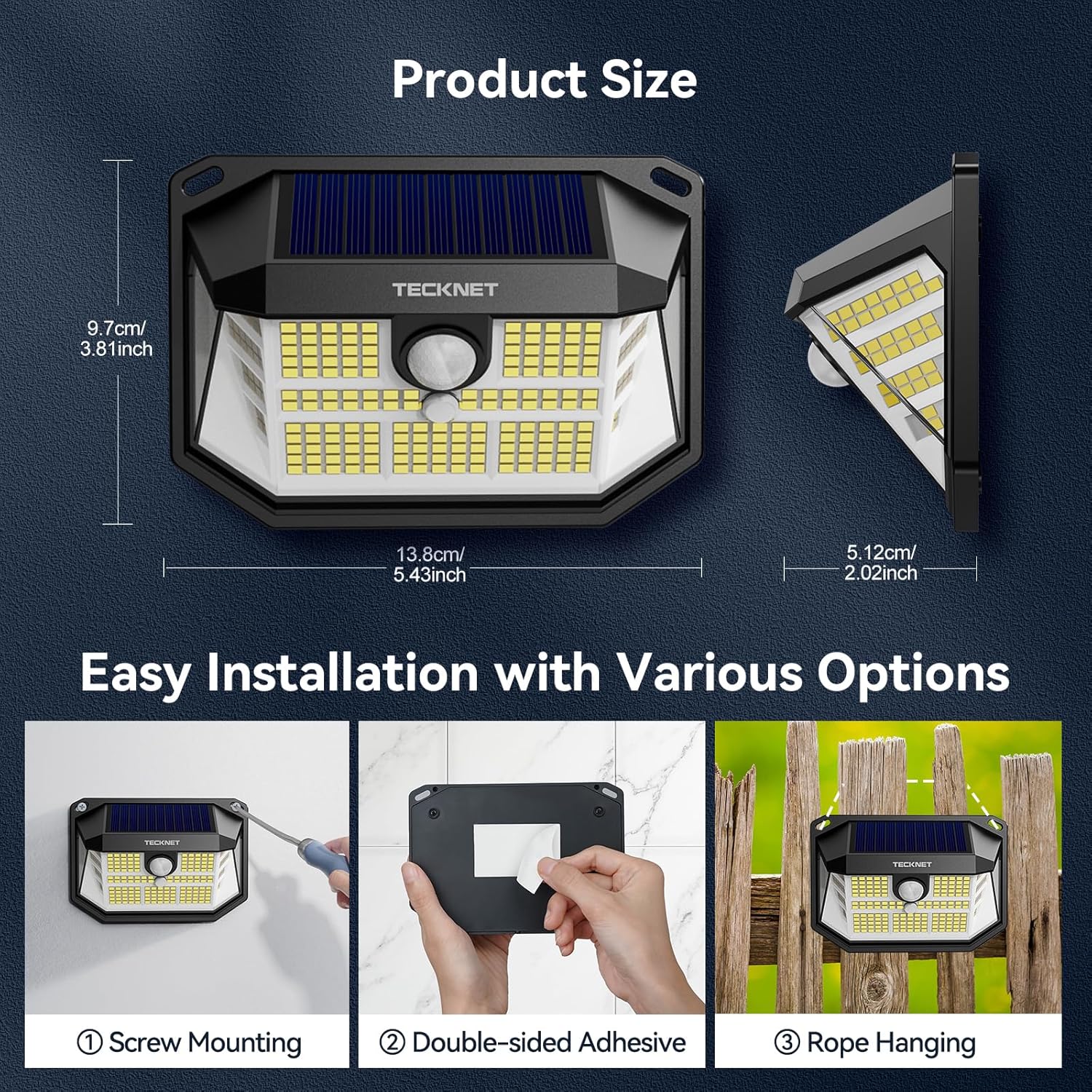 TECKNET Outdoor Waterproof Solar Light With 231 LED
