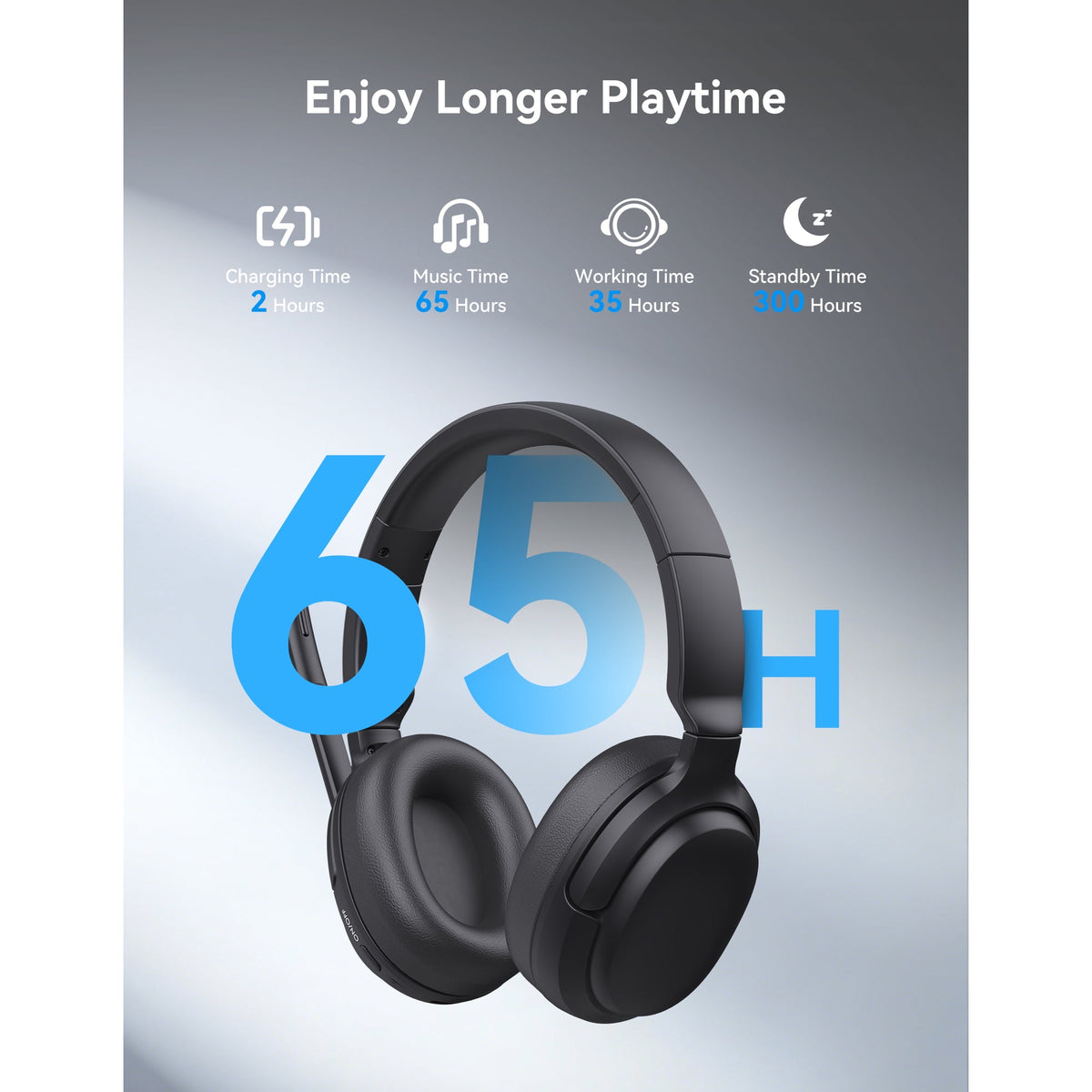 TECKNET Wireless Noise Cancelling Headphones, 5.4 Bluetooth Headphones Over Ear, Mono/Stereo 2-in-1, 65H Playtime, Wireless Headset with Microphone for Home Trucker Office Call Center, Black