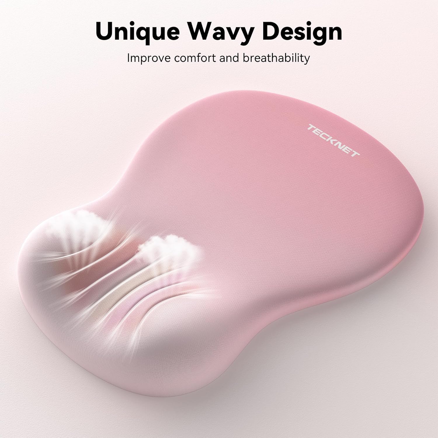 TECKNET BASICS Ergonomic Mouse Pad with Wrist Rest, Memory Foam Support, Smooth Non-Slip Base for Laptop/PC, Pain Relief for Home Office Gaming, Pink