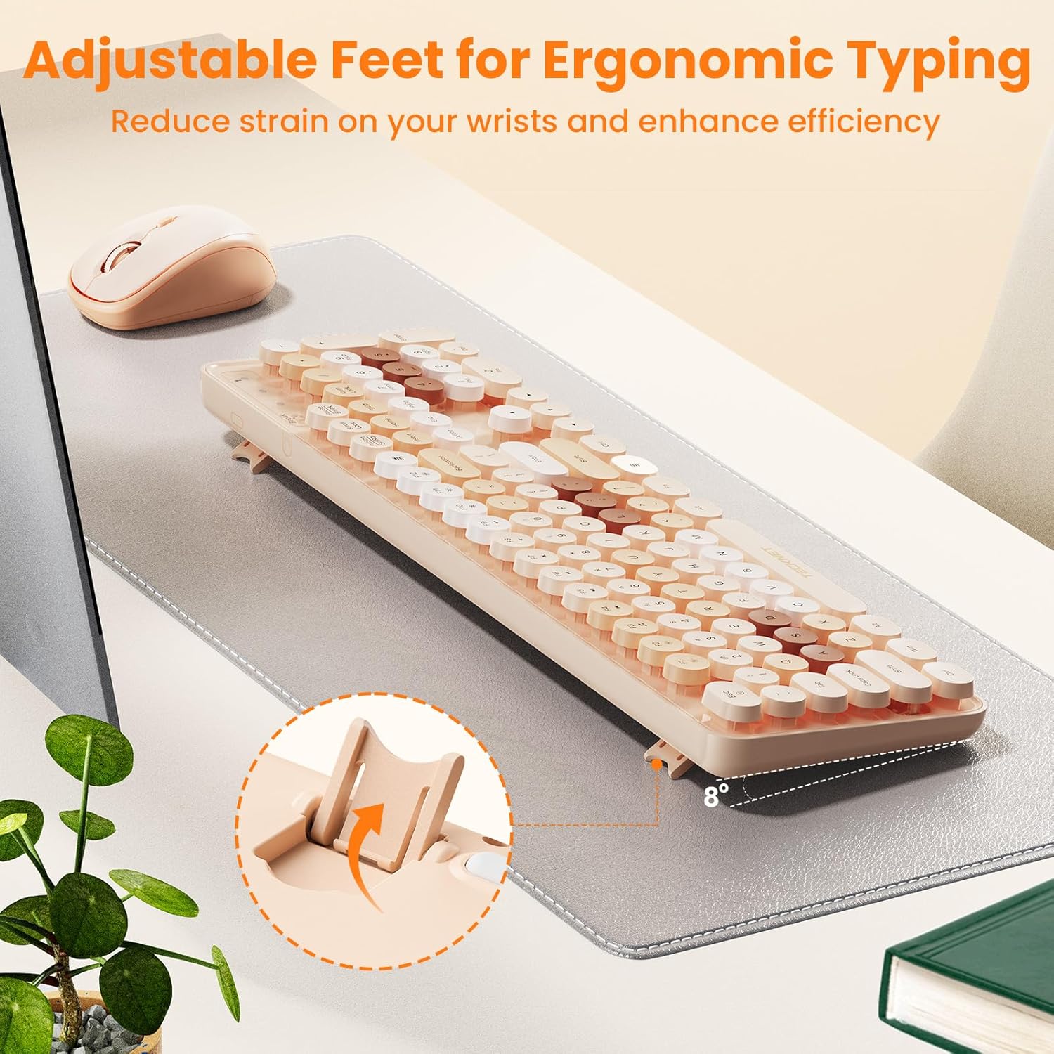 TECKNET Colorful Wireless Keyboard and Mouse Combo