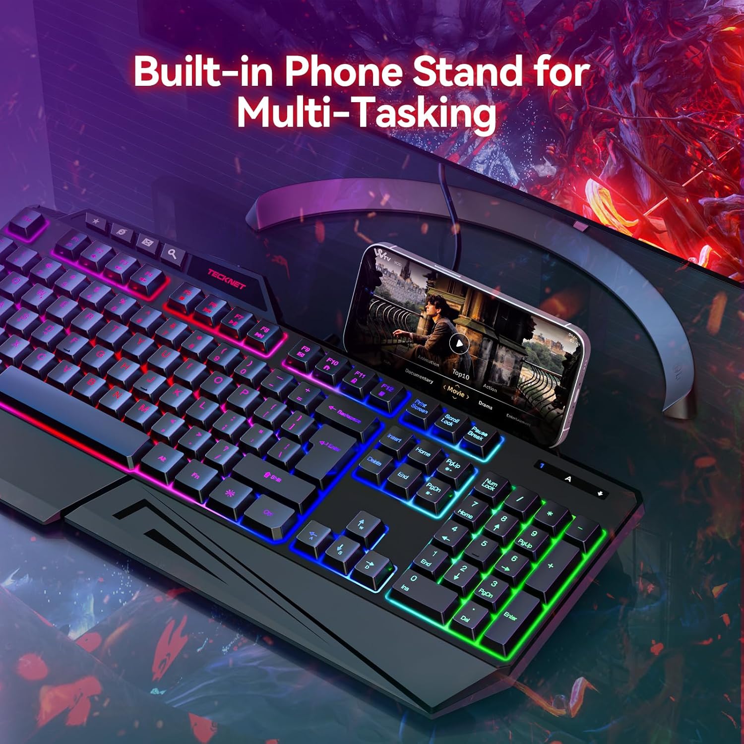 TECKNET Wired RGB Gaming Keyboard - 26-Key Anti-Ghosting