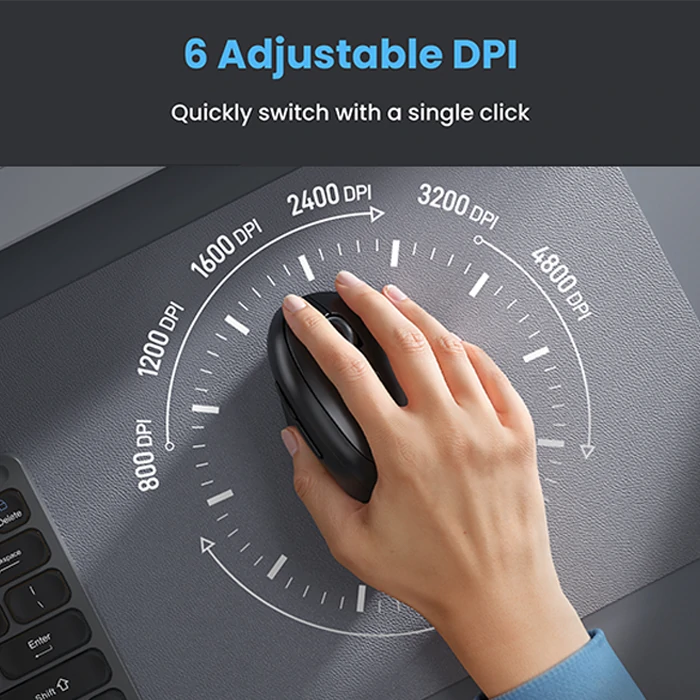 TECKNET Ergo Tri-Mode Vertical Wireless Mouse MS017