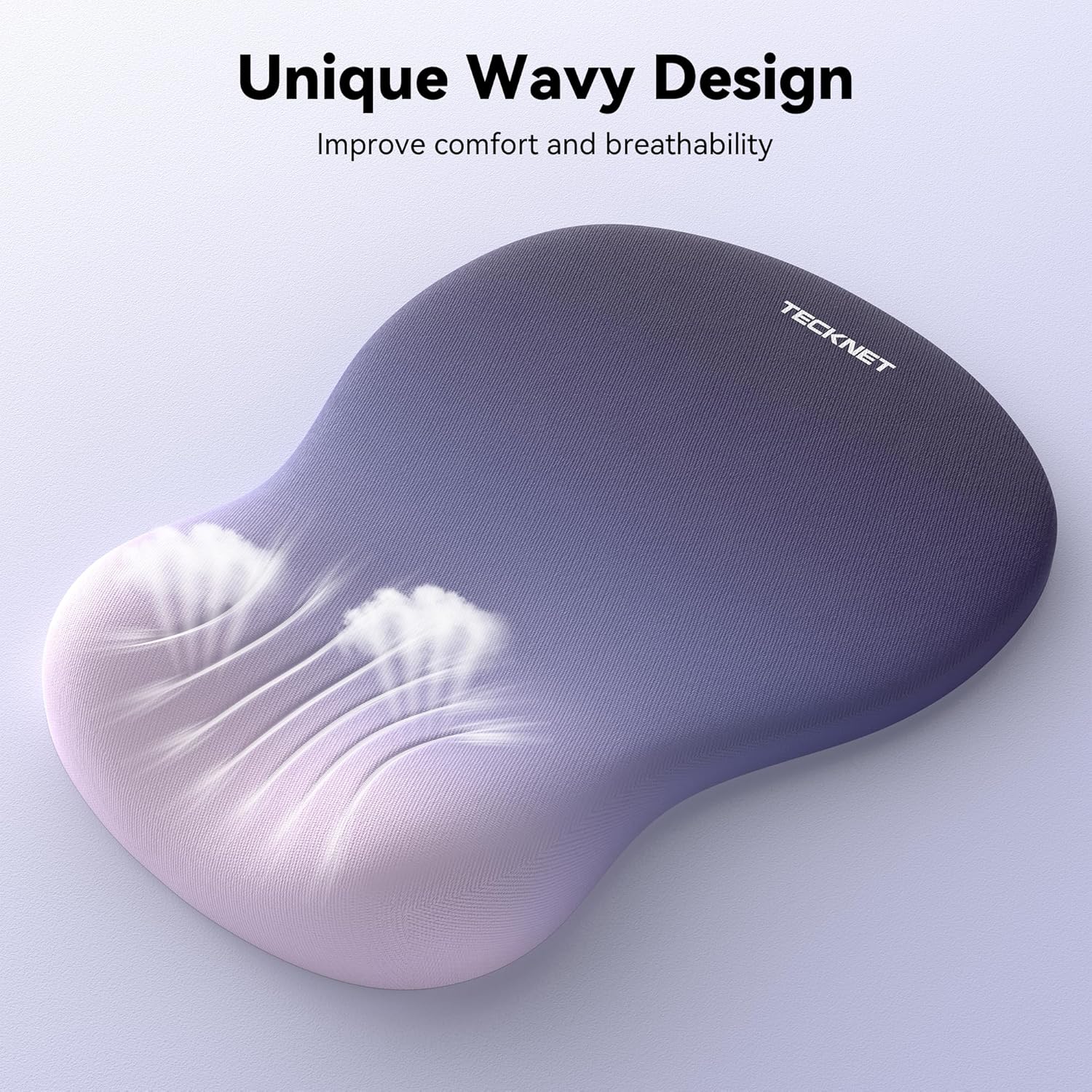 TECKNET BASICS Ergonomic Mouse Pad with Wrist Rest, Memory Foam Support, Smooth Non-Slip Base for Laptop/PC, Pain Relief for Home Office Gaming, Gradient Blue