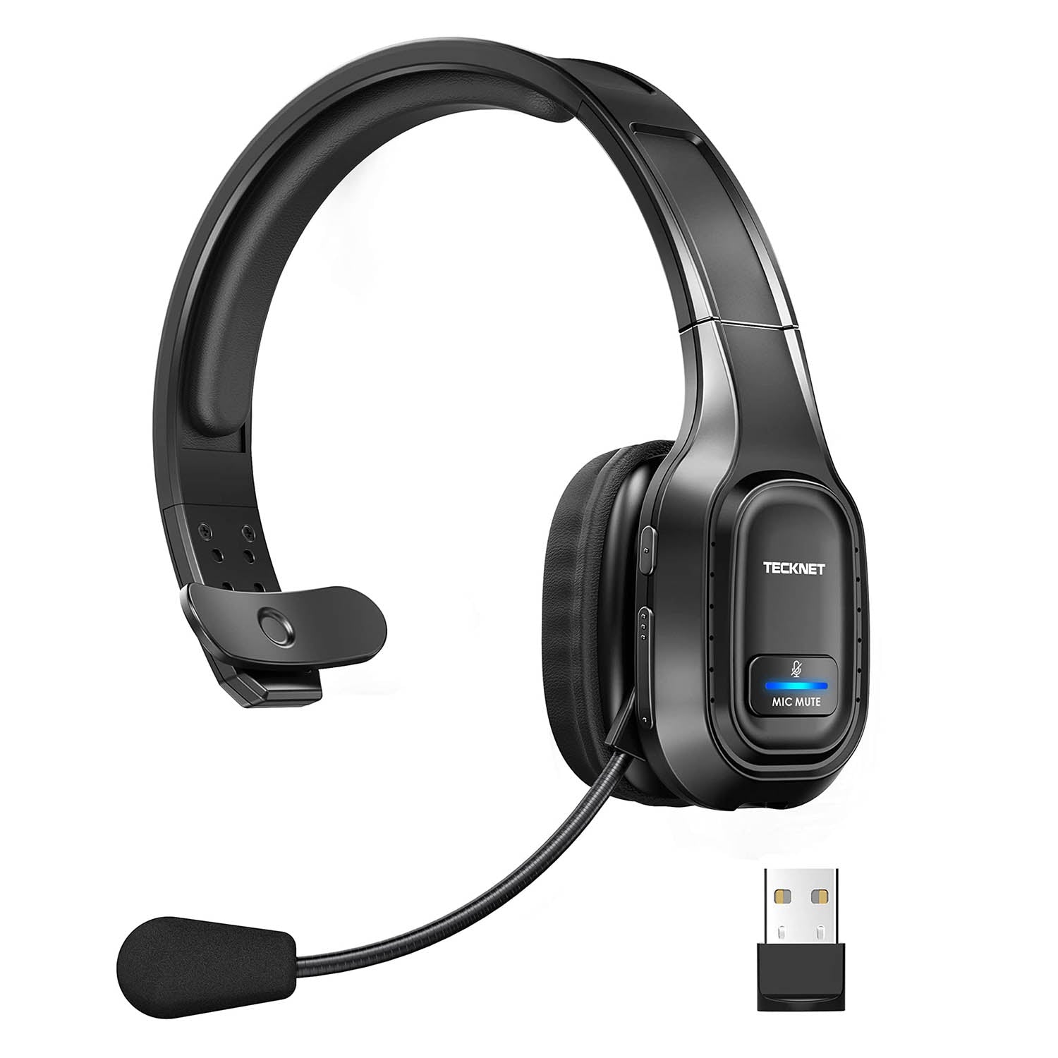 Trucker Bluetooth Headset, V5.2 Wireless Headset with Upgraded Microphone  AI Noise Canceling, On Ear Bluetooth Headphone with Mute for Driver Office