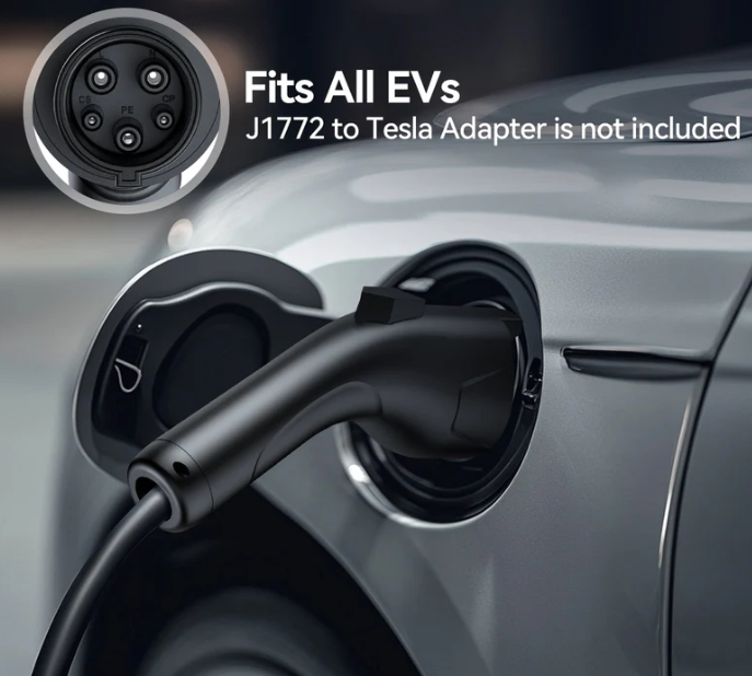 Tecknet 32A Level 1/Level 2 Portable EV Charger with LCD Touch Screen & APP Control - NEMA 14-50 and 5-15 Plugs Included, J1772 Compatible for Electric Vehicles