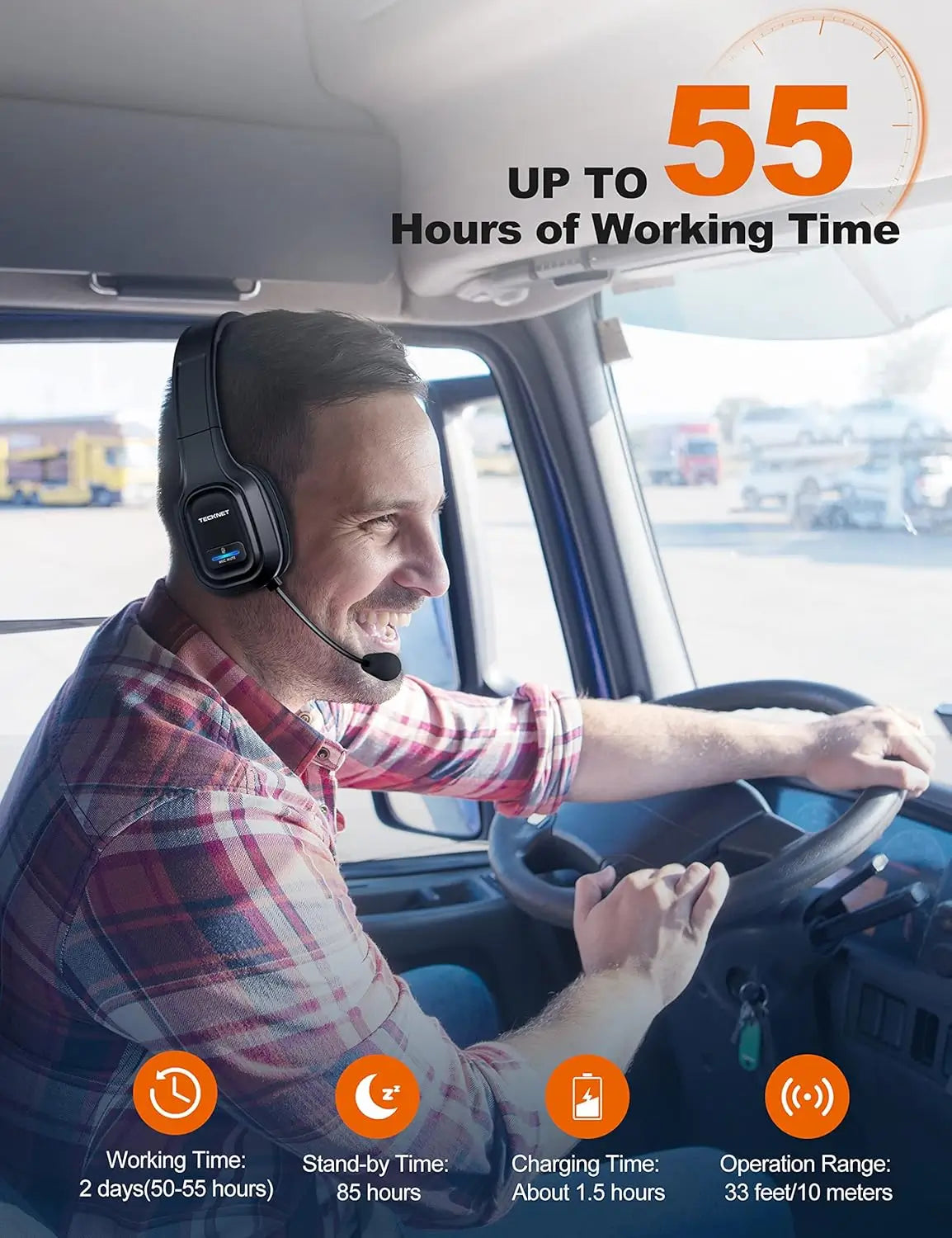 TECKNET Trucker Bluetooth Headset with Microphone