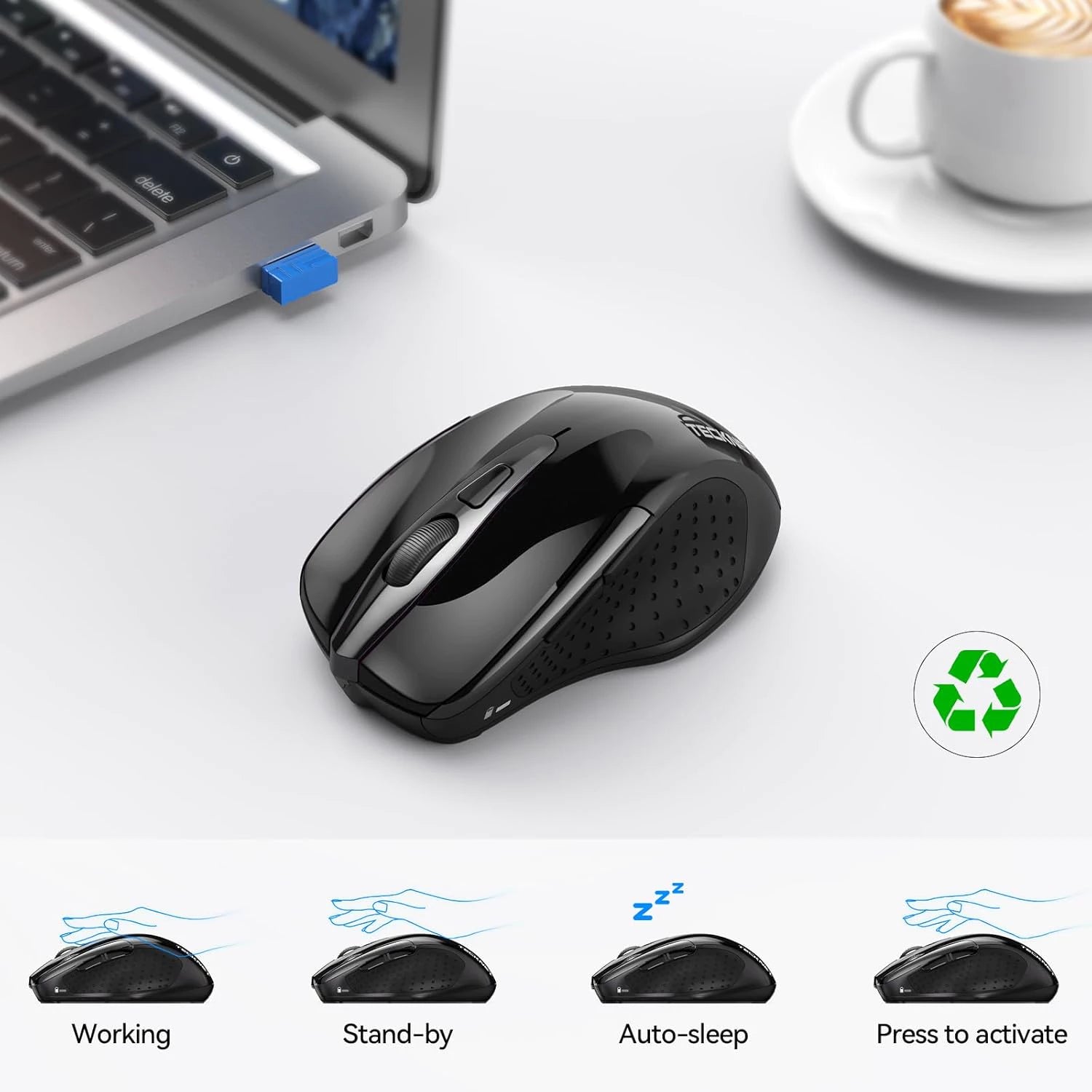 TECKNET Classic Tri-Mode Wireless Silent Mouse MS307